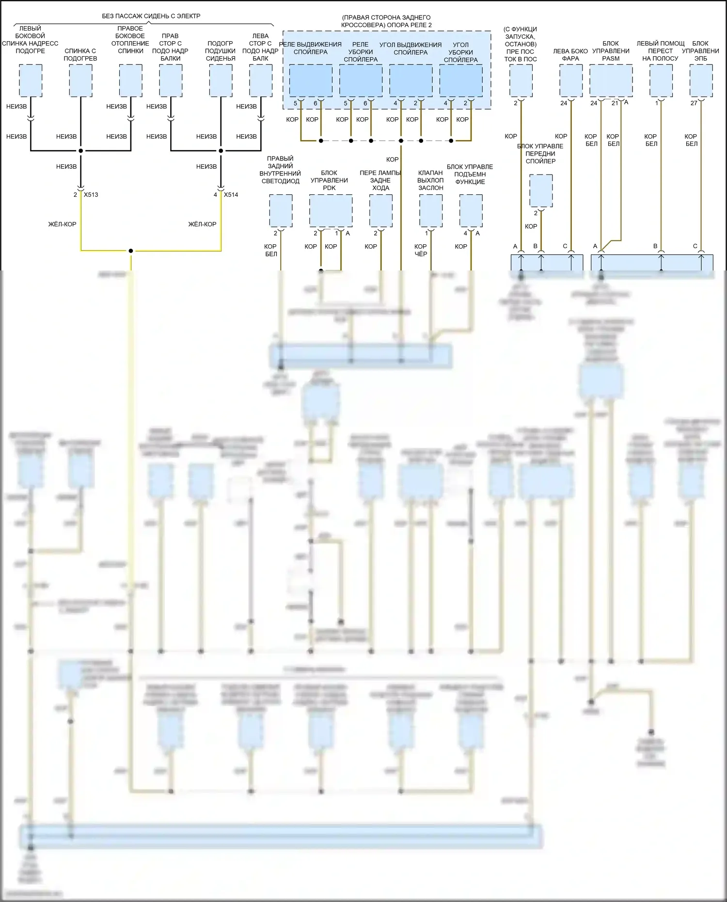911 GT2 RS Porsche 991 рестайлинг (2017-2019): Электросхема точек подключения масс (5 из 5) 