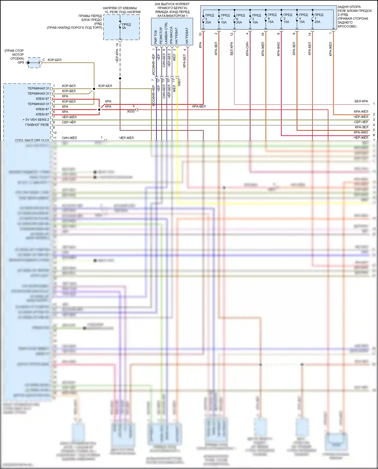 911 GT2 Porsche 991 (2017-2019): Электросхема двигателя 3.8л турбо (1 из 7) 