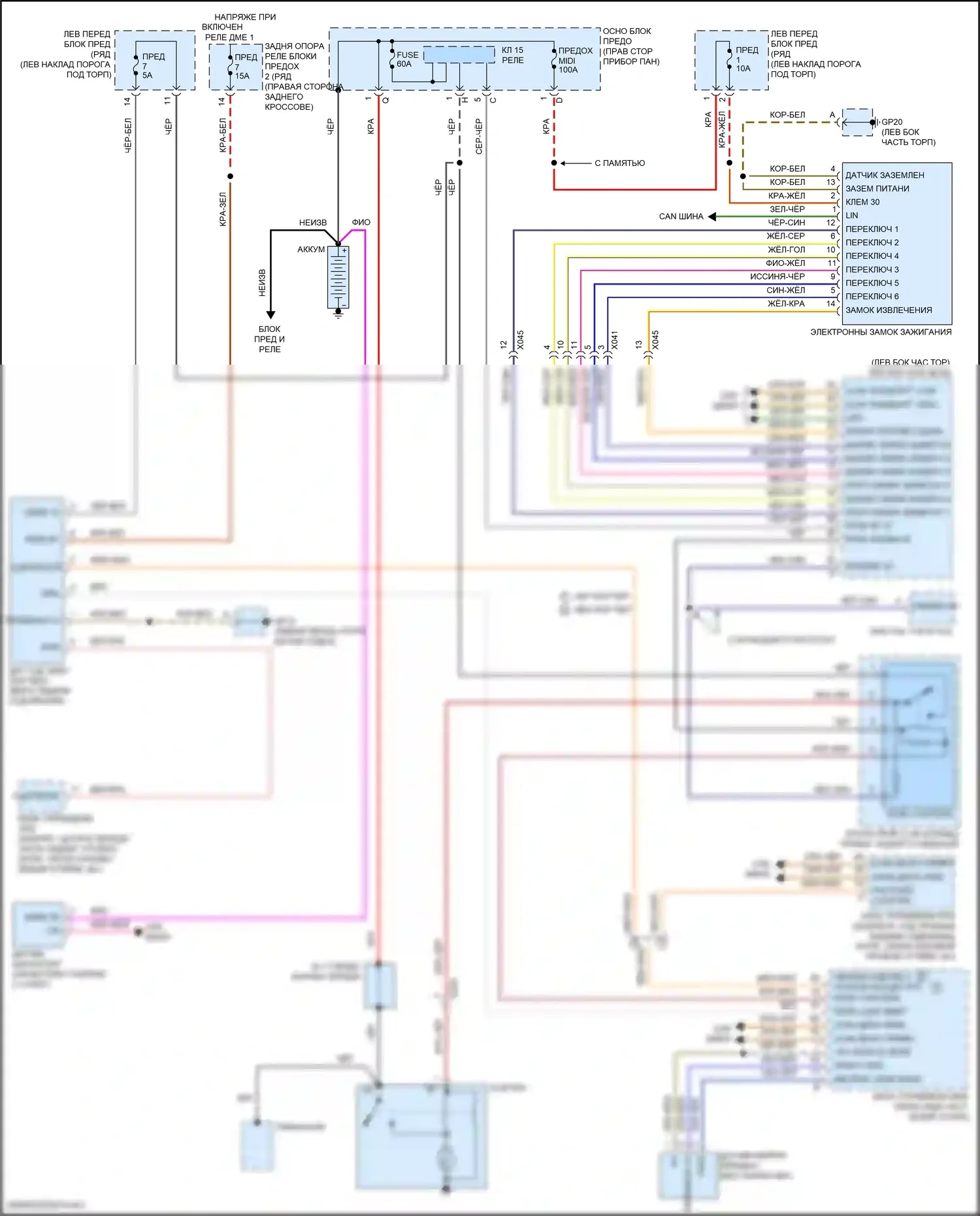 911 GT2 Porsche 991 (2017-2019): Электросхема стартера 