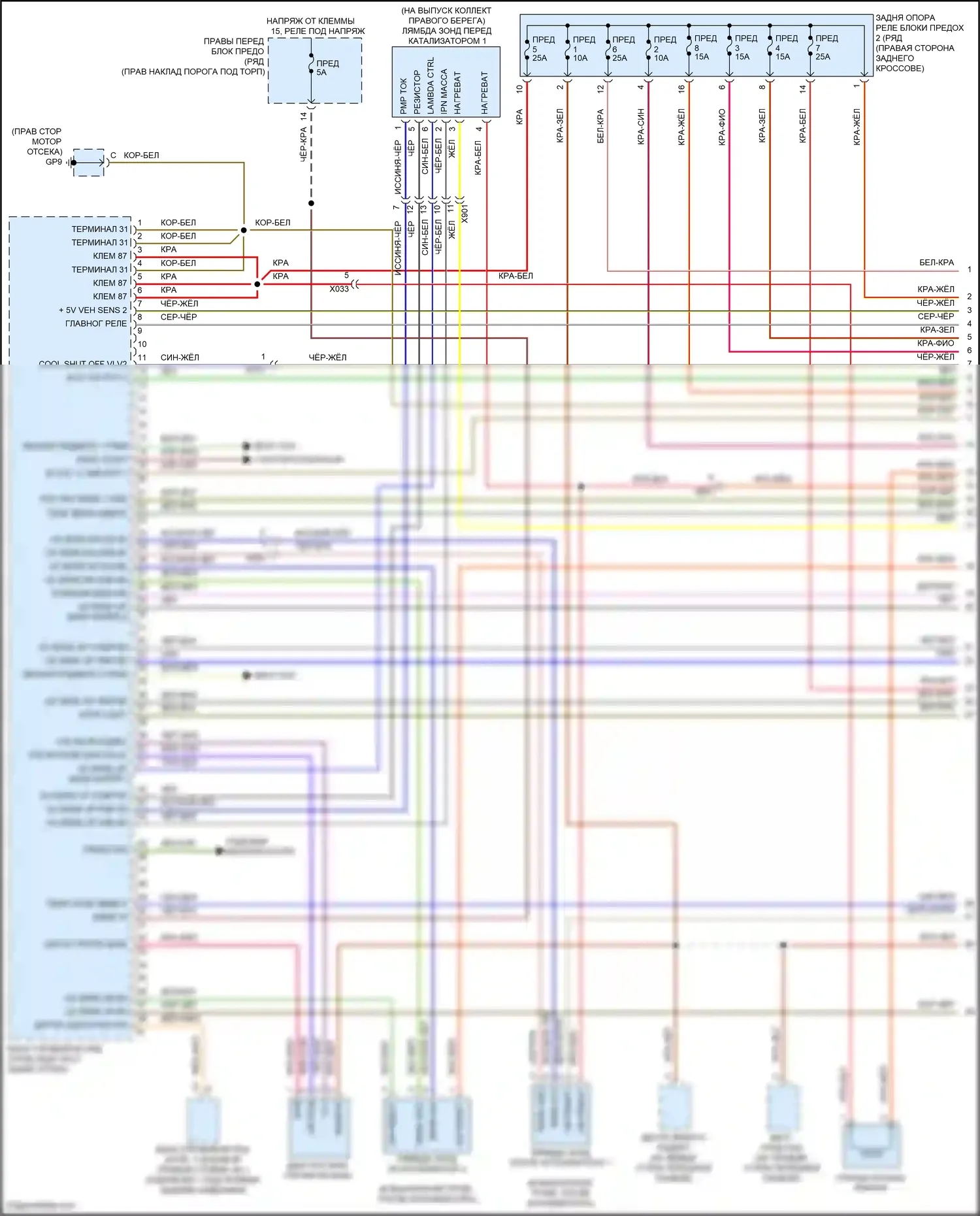911 GT3 RS Porsche 991 рестайлинг (2018-2019): Электросхема двигателя 3.8л турбо (1 из 7) 