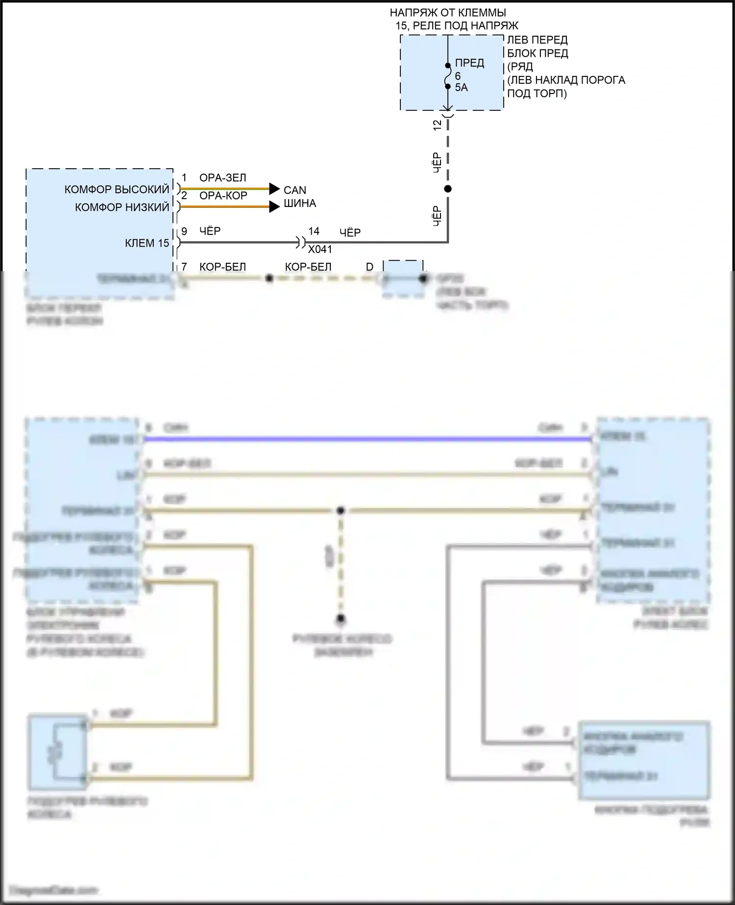 911 GT3 RS Porsche 991 рестайлинг (2018-2019): Электросхема рулевого колеса с подогревом 