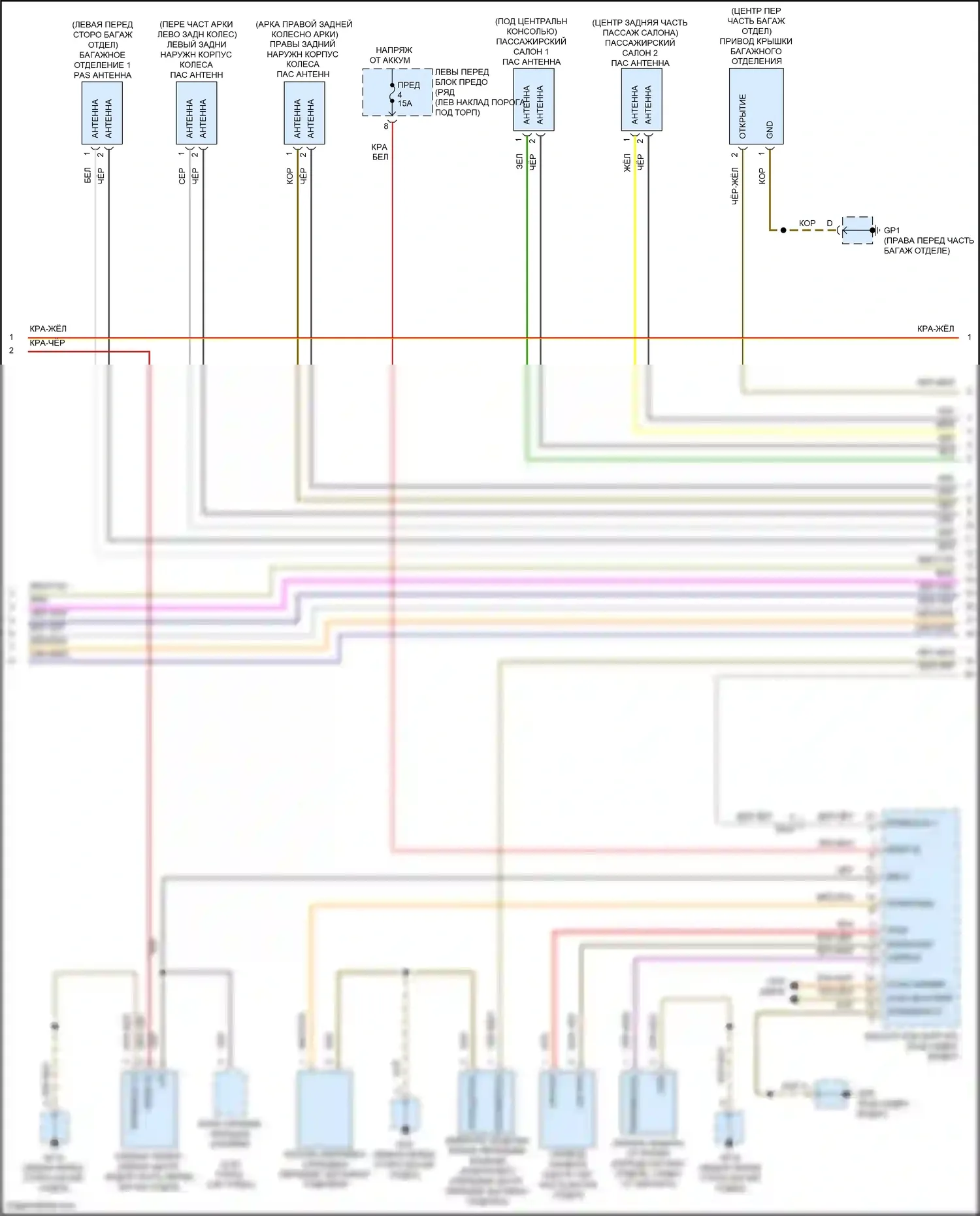 911 GT3 RS Porsche 991 рестайлинг (2018-2019): Электросхема центрального замка (2 из 3) 