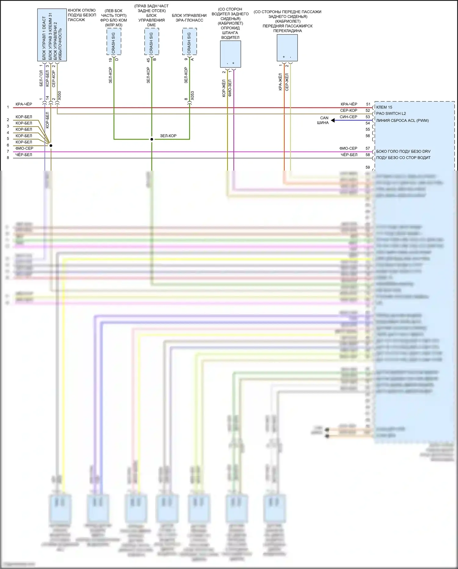 911 GT3 Porsche 991 рестайлинг (2017-2019): Электросхема подушек безопасности (3 из 3) 