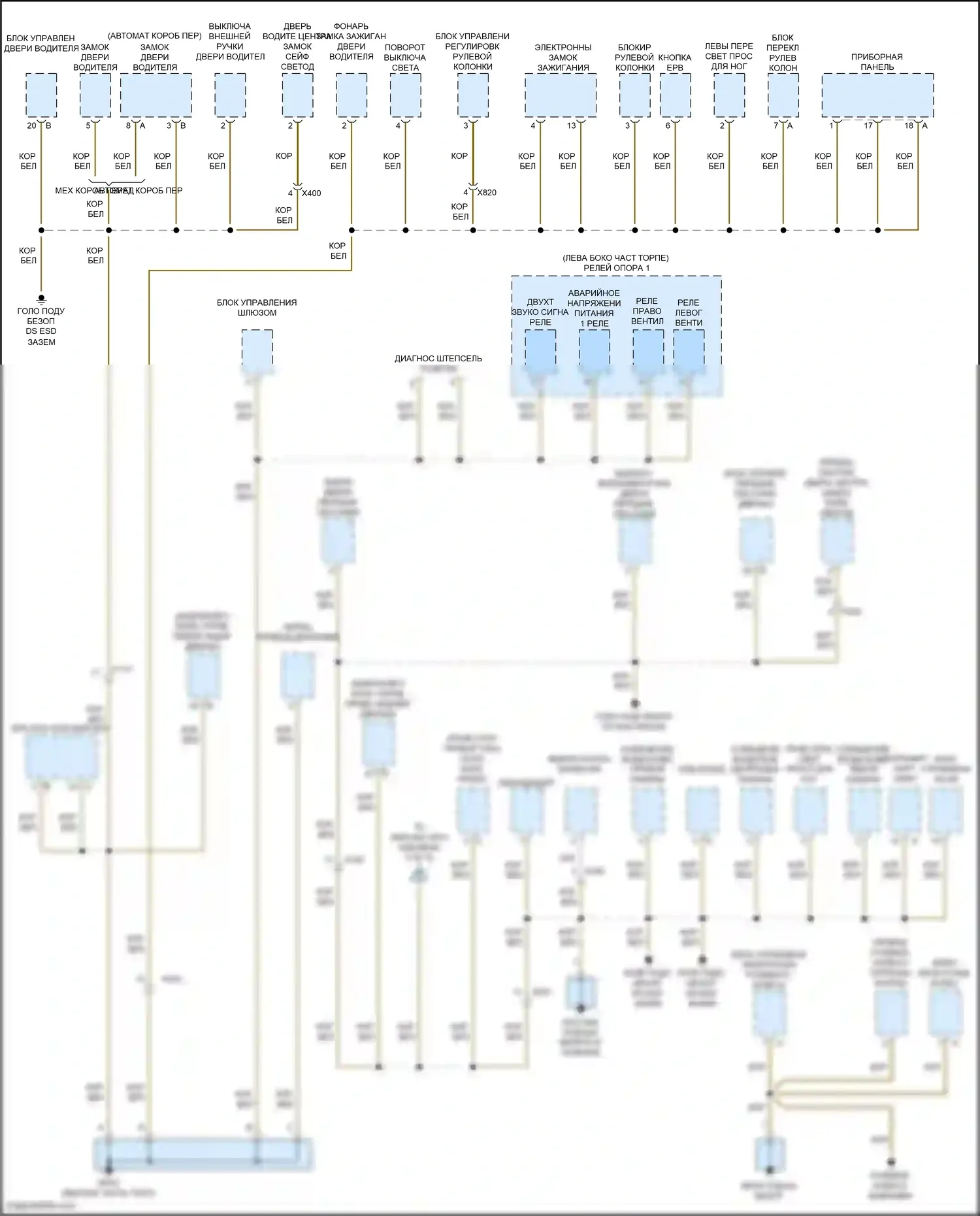 911 GT3 Porsche 991 рестайлинг (2017-2019): Электросхема точек подключения масс (2 из 5) 