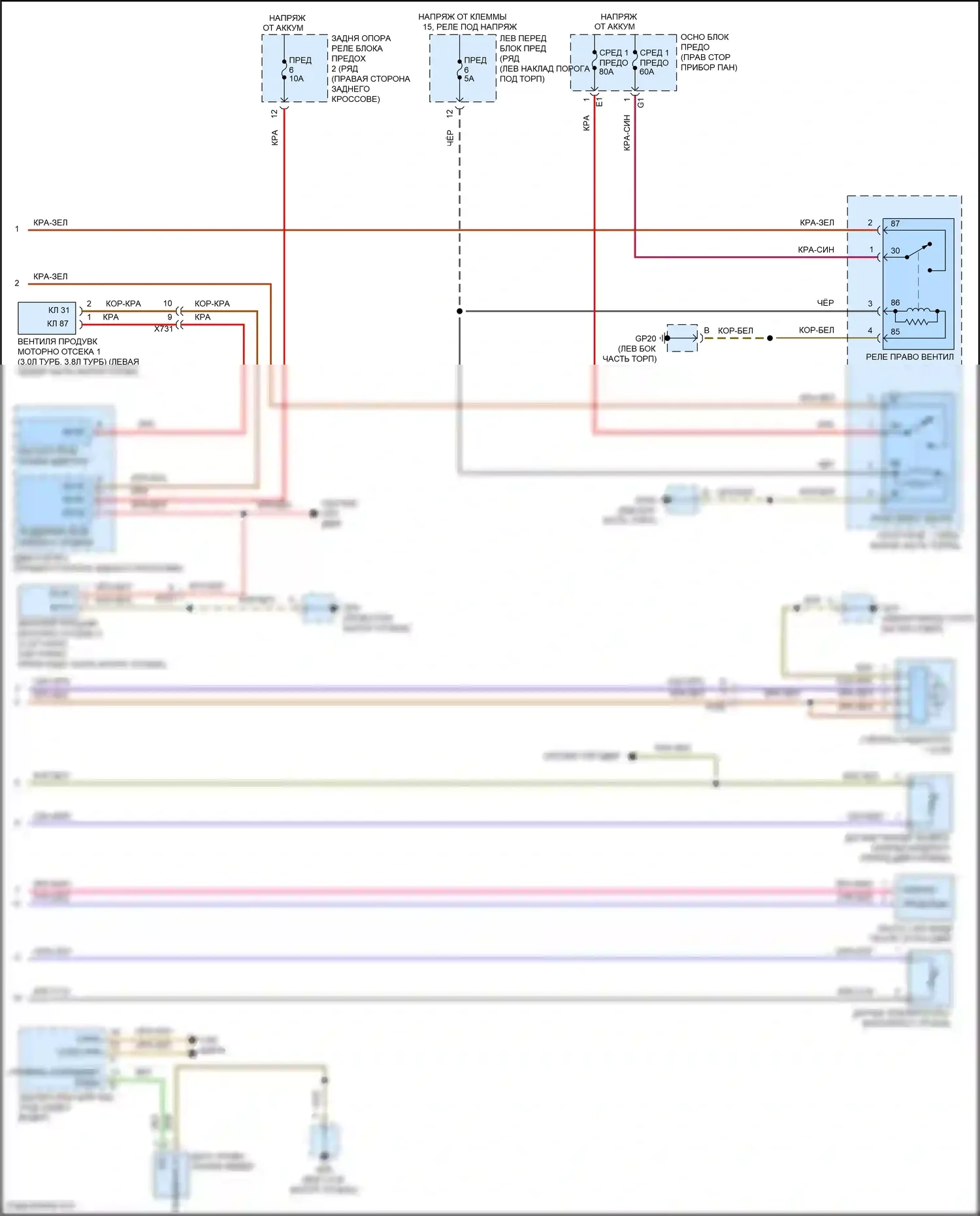 911 GT3 Porsche 991 рестайлинг (2017-2019): Электросхема вентилятора охлаждения (2 из 2) 