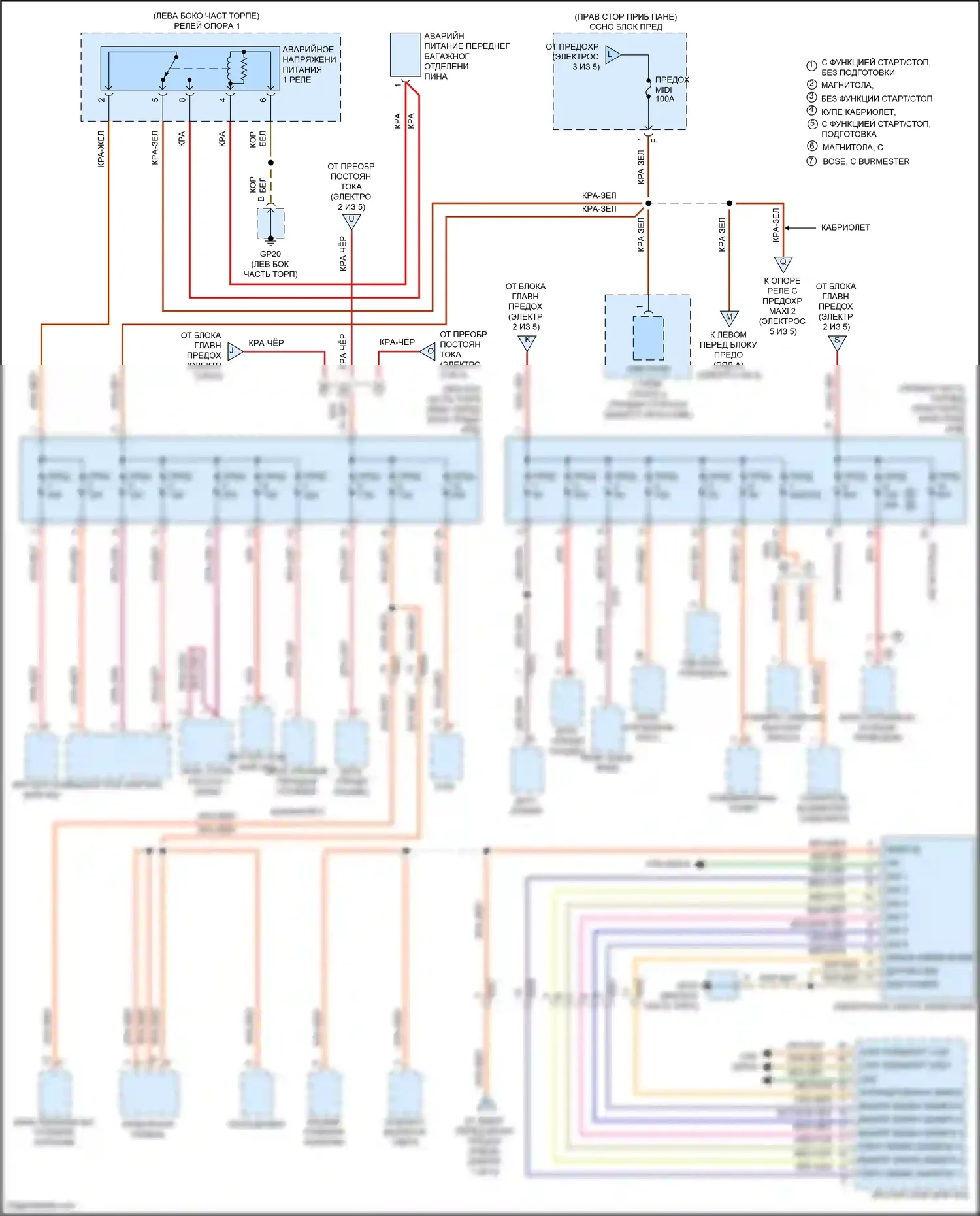 911 GT3 Porsche 991 (2013-2017): Электросхема блока предохранителей реле (4 из 5) 