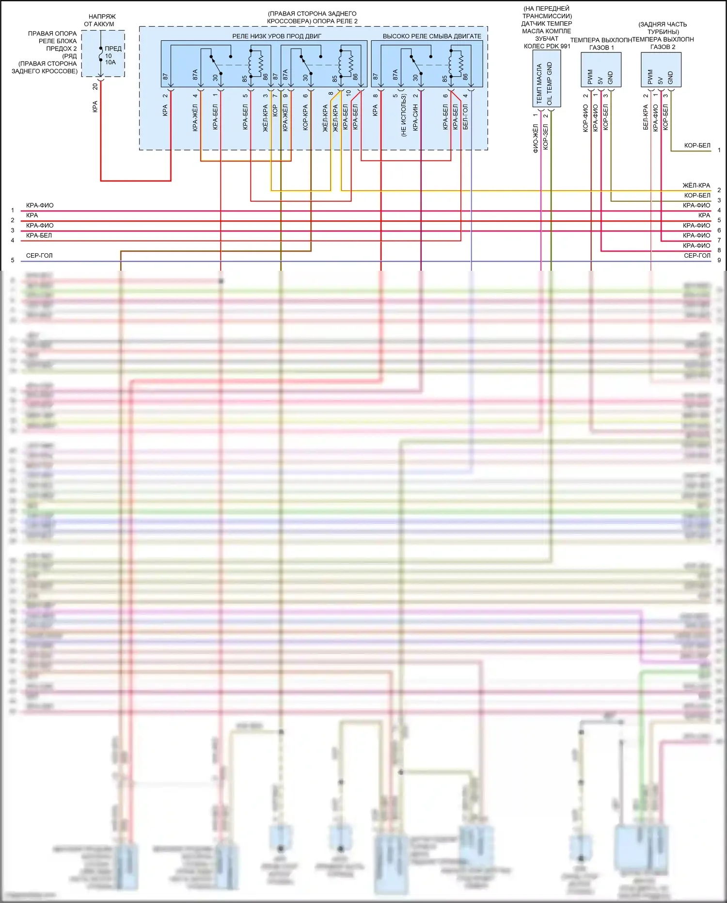 911 GT3 Porsche 991 (2013-2017): Электросхема двигателя 3.8л турбо (4 из 6) 