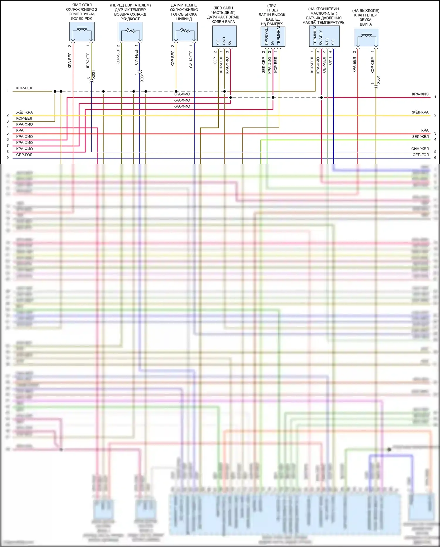 911 GT3 Porsche 991 (2013-2017): Электросхема двигателя 3.8л турбо (5 из 6) 