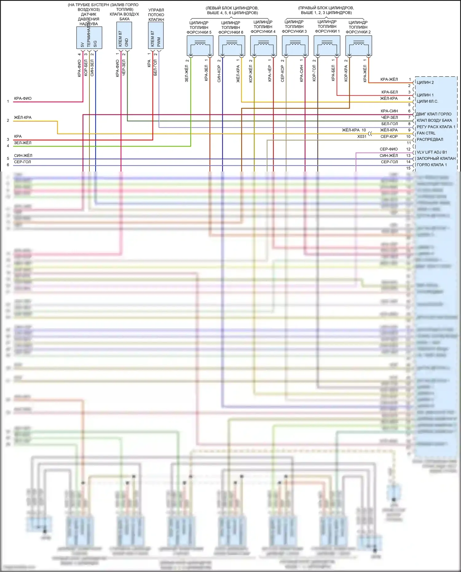 911 GT3 Porsche 991 (2013-2017): Электросхема двигателя 3.8л турбо (6 из 6) 