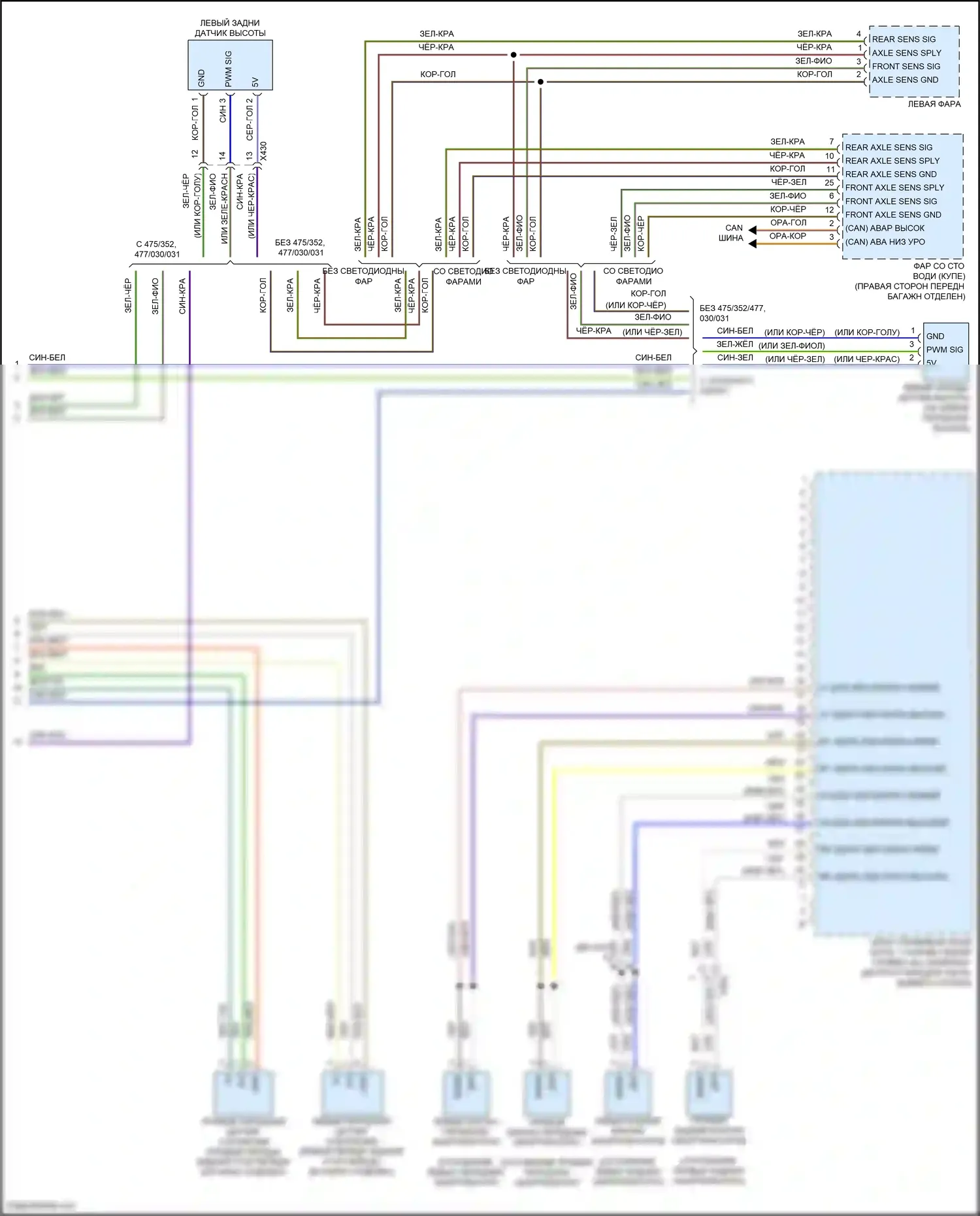 911 GT3 Porsche 991 (2013-2017): Электросхема электронного контроля уровня (2 из 2) 