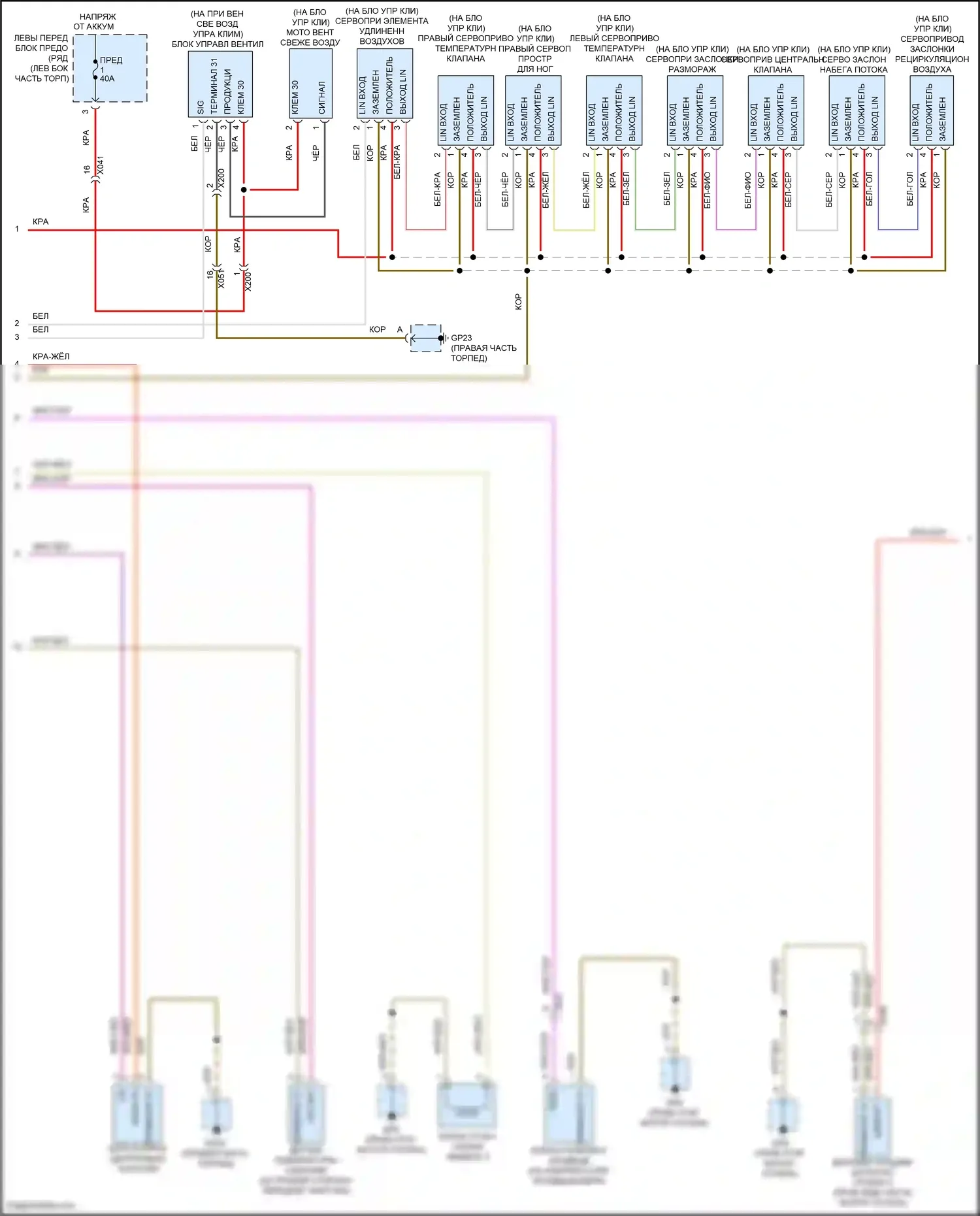 911 GT3 Porsche 991 (2013-2017): Электросхема климат контроля (2 из 3) 