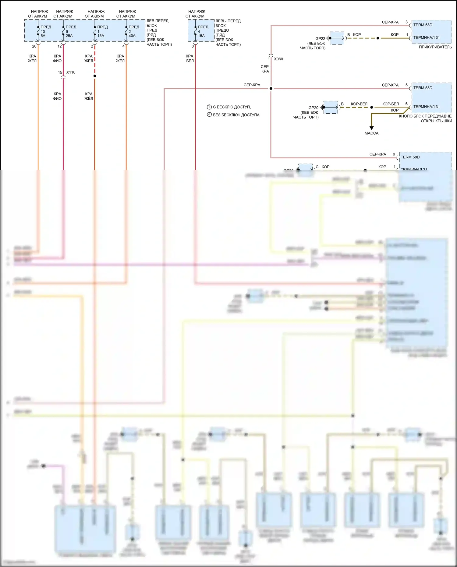 911 GT3 Porsche 991 (2013-2017): Электросхема освещения салона (3 из 3) 