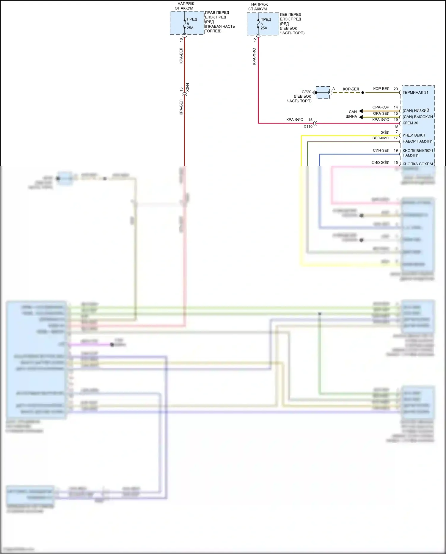 911 GT3 Porsche 991 (2013-2017): Электросхема памяти рулевой колонки 