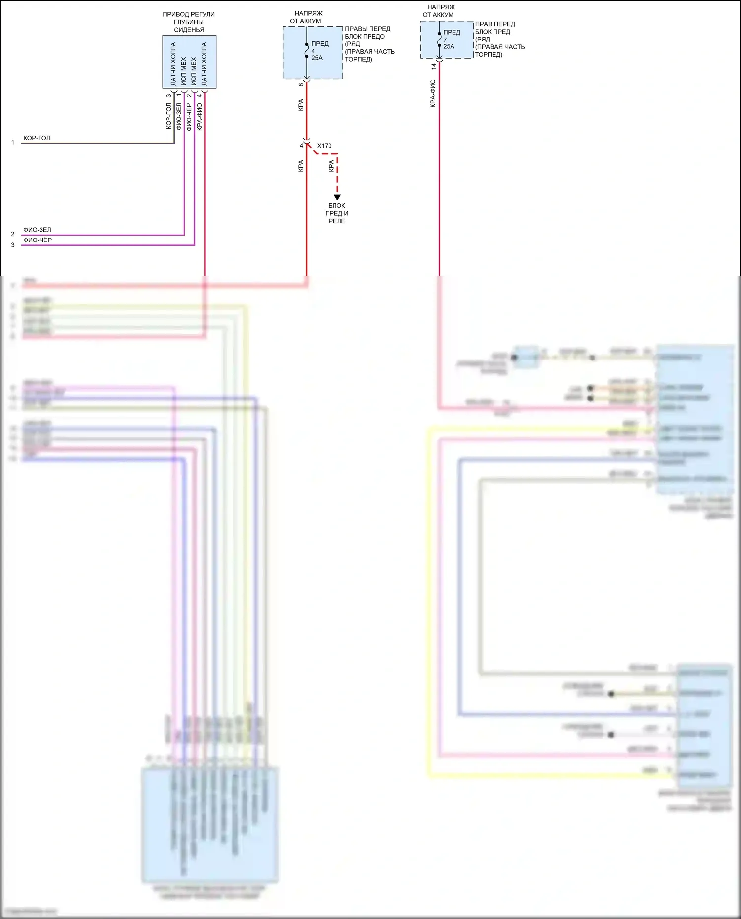 911 GT3 Porsche 991 (2013-2017): Электросхема сиденья памяти пассажира (2 из 2) 