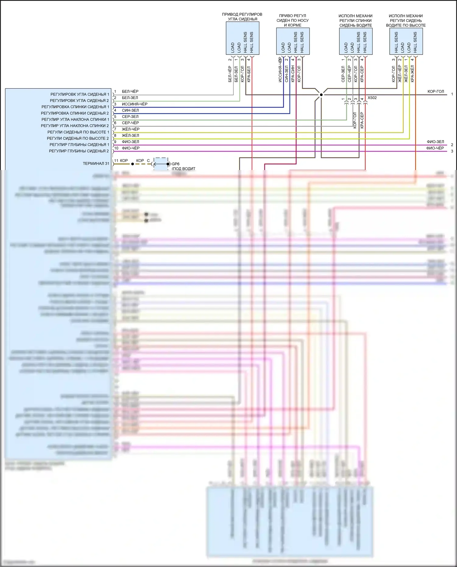 911 GT3 Porsche 991 (2013-2017): Электросхема сиденья памяти водителя (1 из 2) 