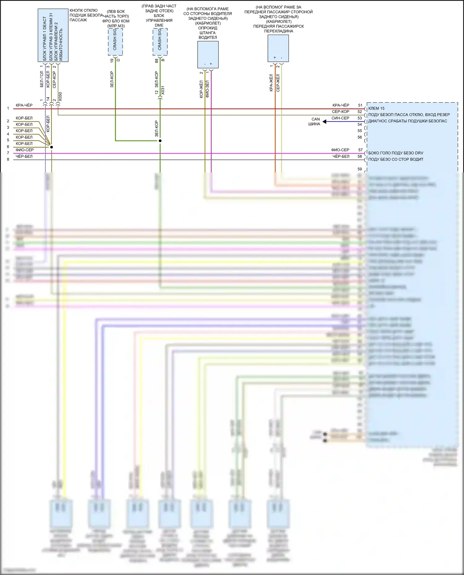 911 GT3 Porsche 991 (2013-2017): Электросхема подушек безопасности (3 из 3) 