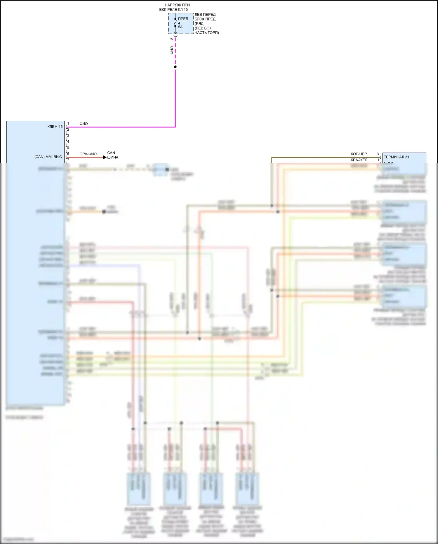 911 GT3 Porsche 991 (2013-2017): Электросхема парктроника 