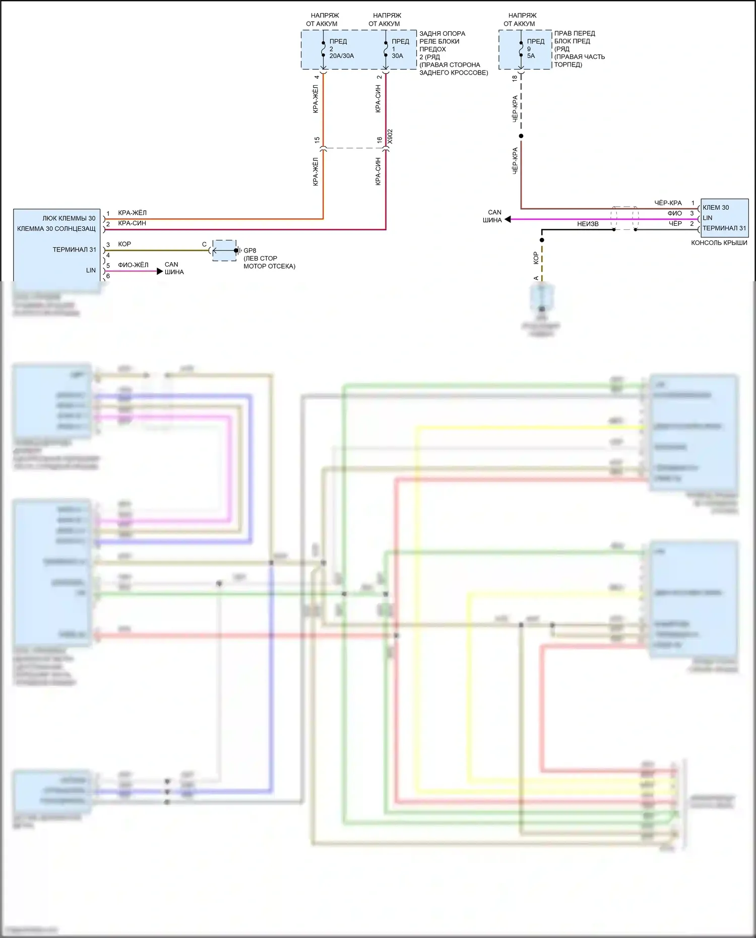 911 GT3 Porsche 991 (2013-2017): Электросхема люка 