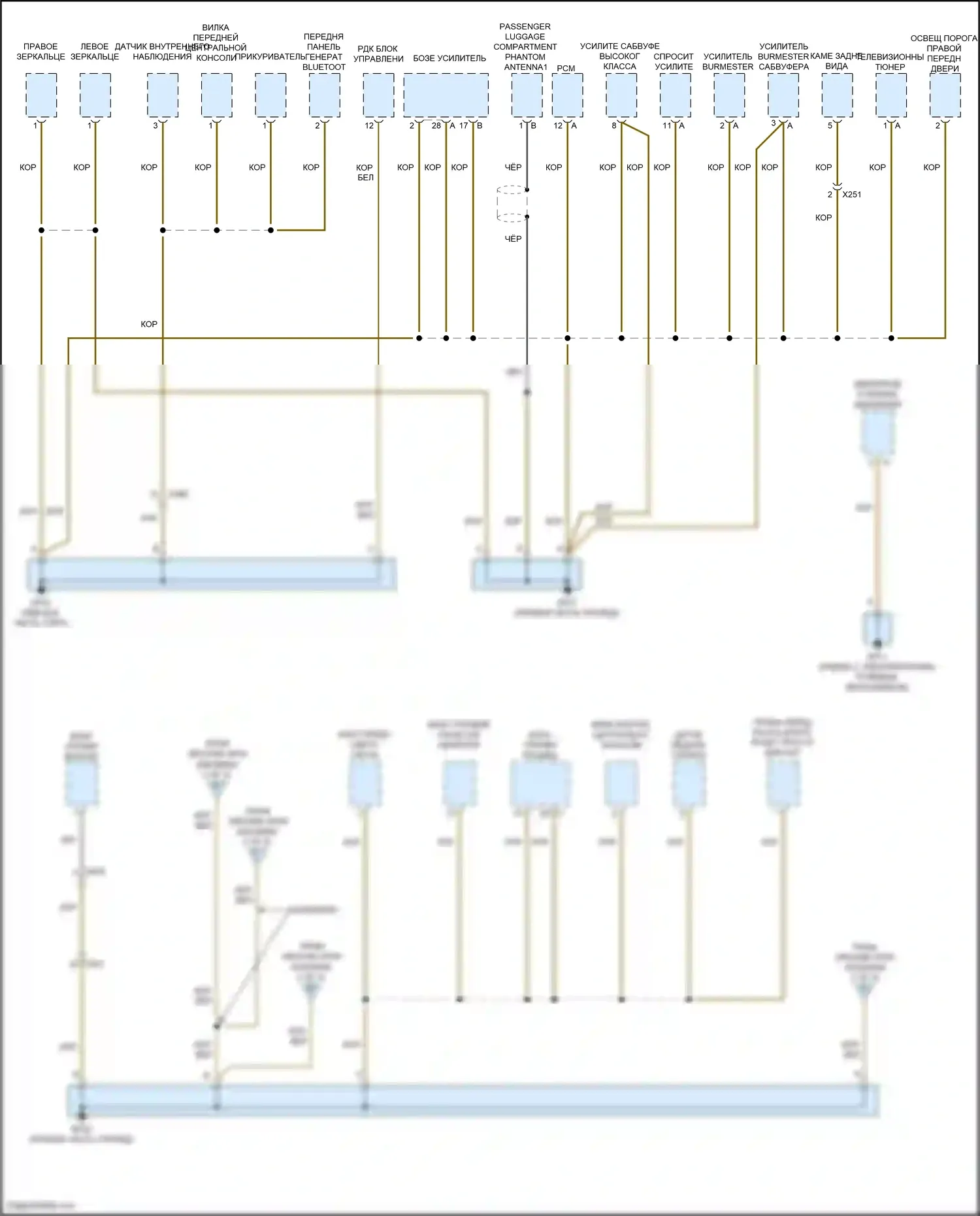 911 GT3 Porsche 991 (2013-2017): Электросхема точек подключения масс (3 из 5) 