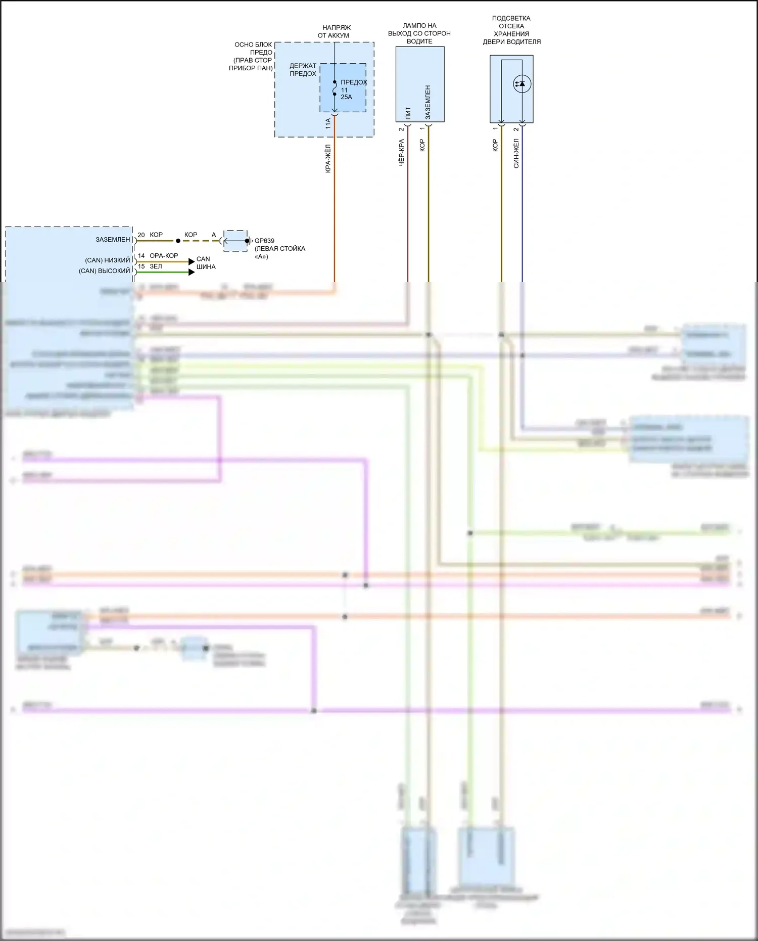 911 GT3 Porsche 992 (2020-2024): Электросхема освещения салона (3 из 4) 
