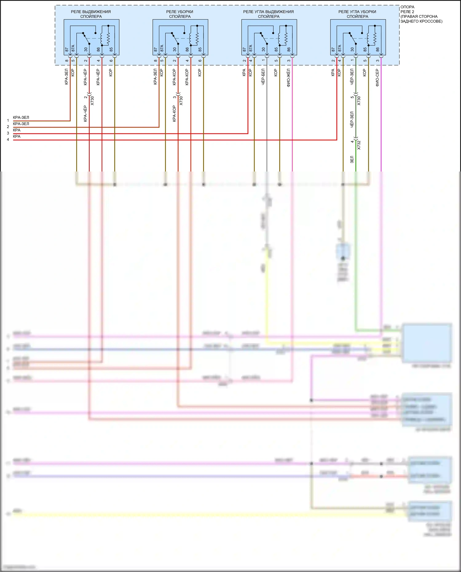 911 Targa 4 GTS Porsche 991 рестайлинг (2015-2019): 3,0л турбо, активные управление кузовом и подвеской электросхема соединений (2 из 2) 