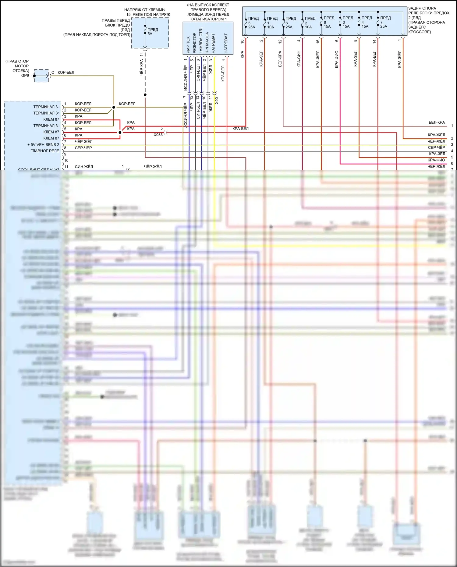 911 Targa 4 GTS Porsche 991 рестайлинг (2015-2019): Электросхема двигателя 3,0л турбо (1 из 7) 