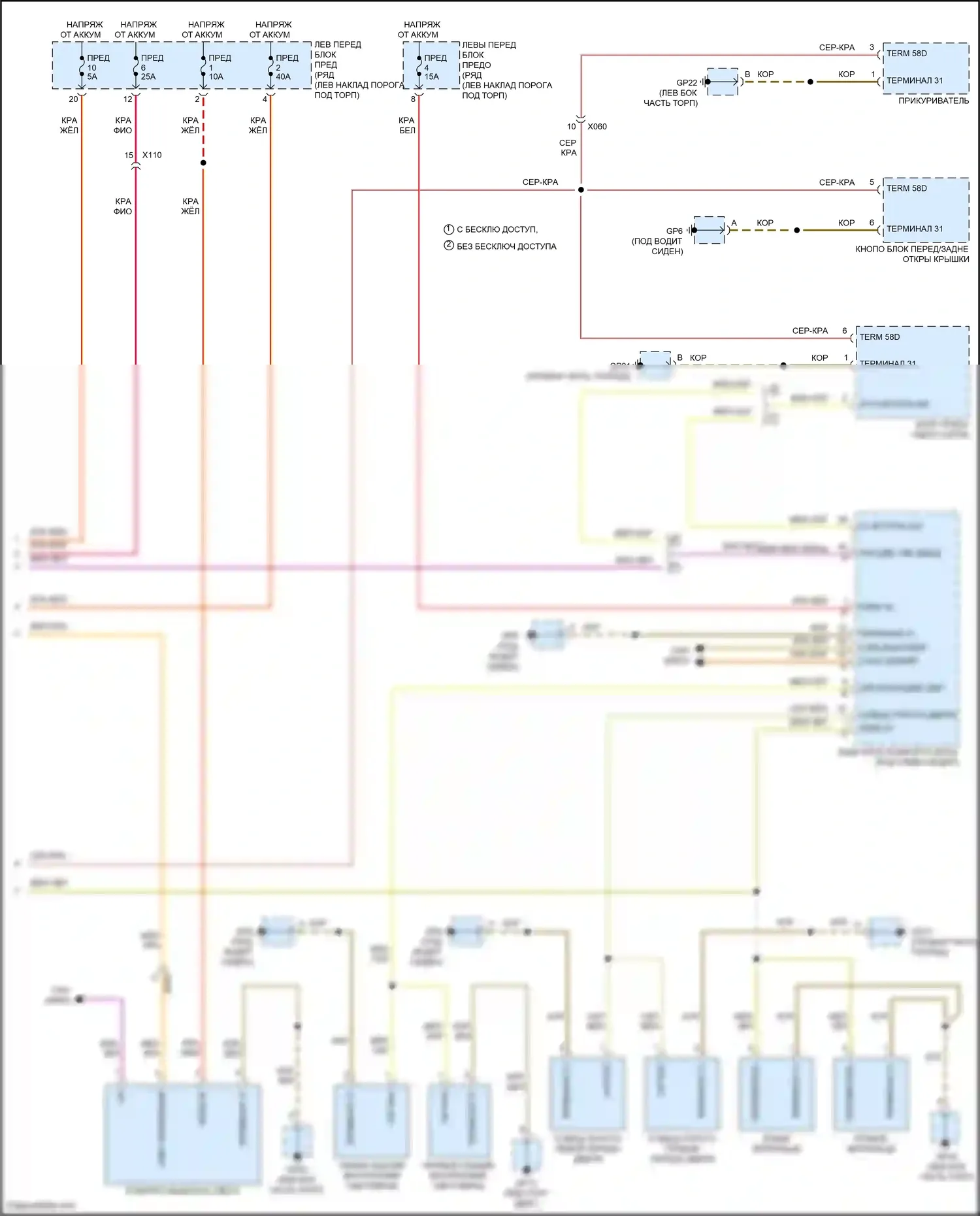 911 Targa 4 GTS Porsche 991 рестайлинг (2015-2019): Электросхема освещения салона (3 из 3) 