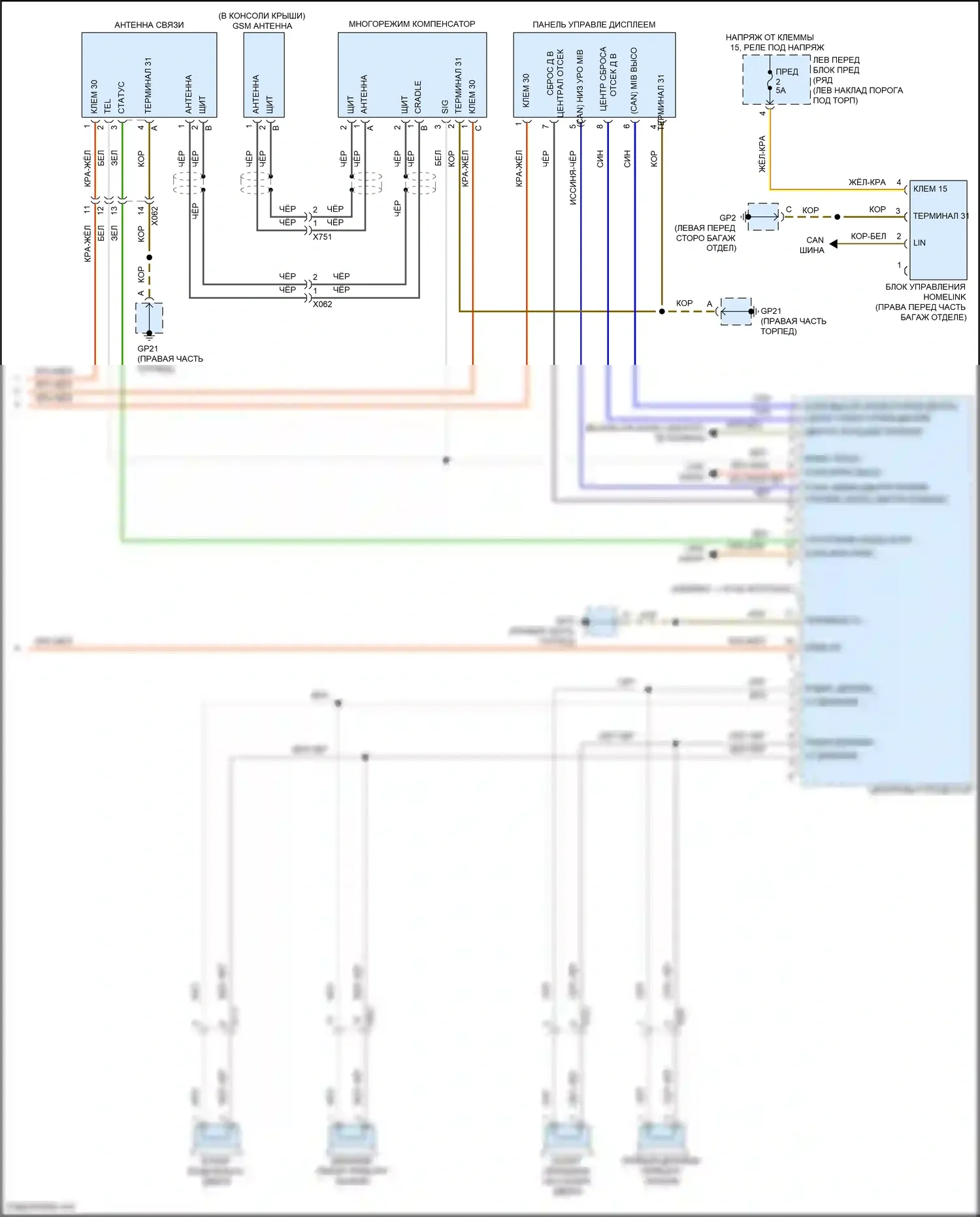 911 Targa 4 GTS Porsche 991 рестайлинг (2015-2019): Электросхема навигации, базовой с 4 динамиками (2 из 2) 