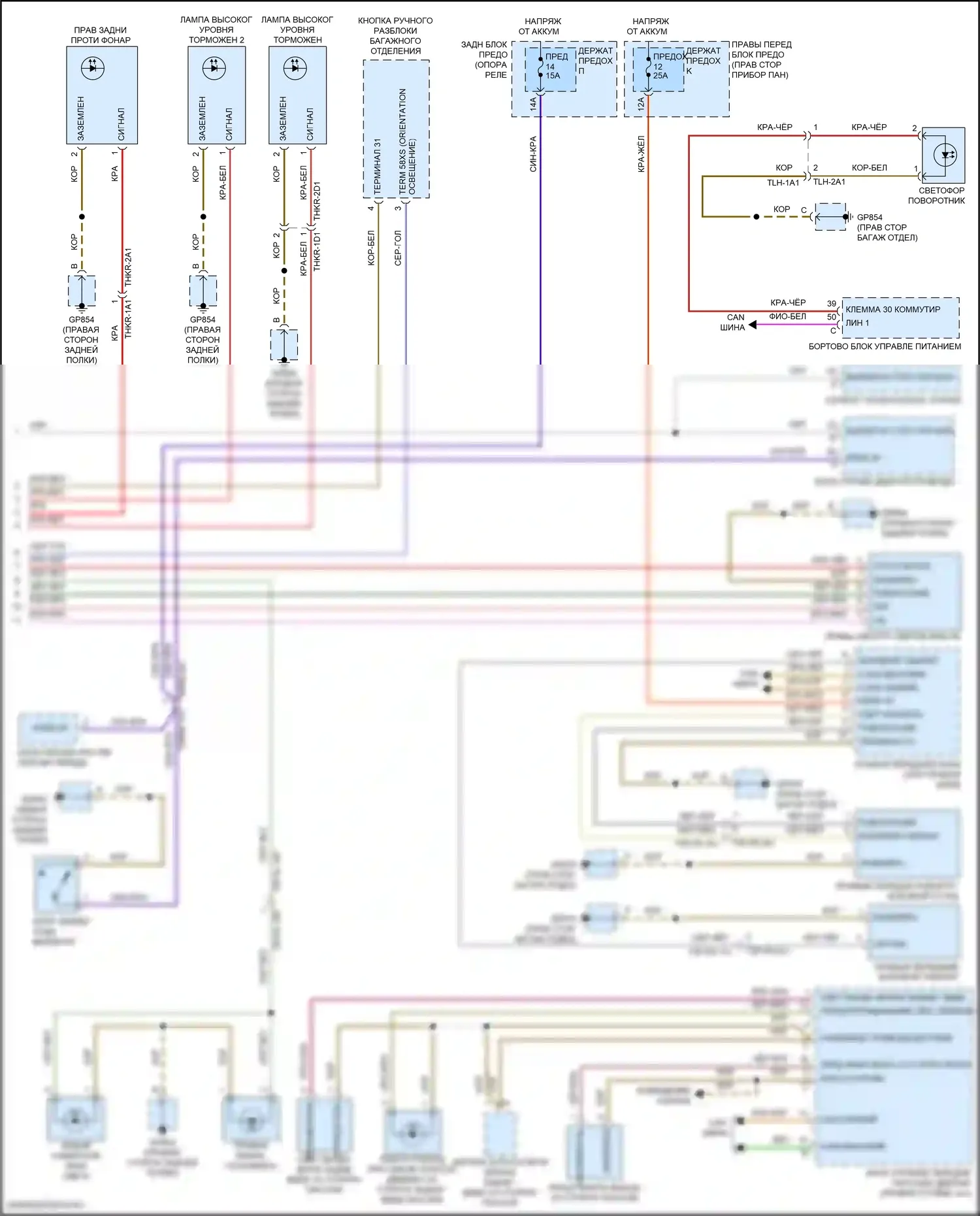 911 Targa 4 GTS Porsche 992 (2019-2024): Электросхема фар и фонарей (2 из 2) 