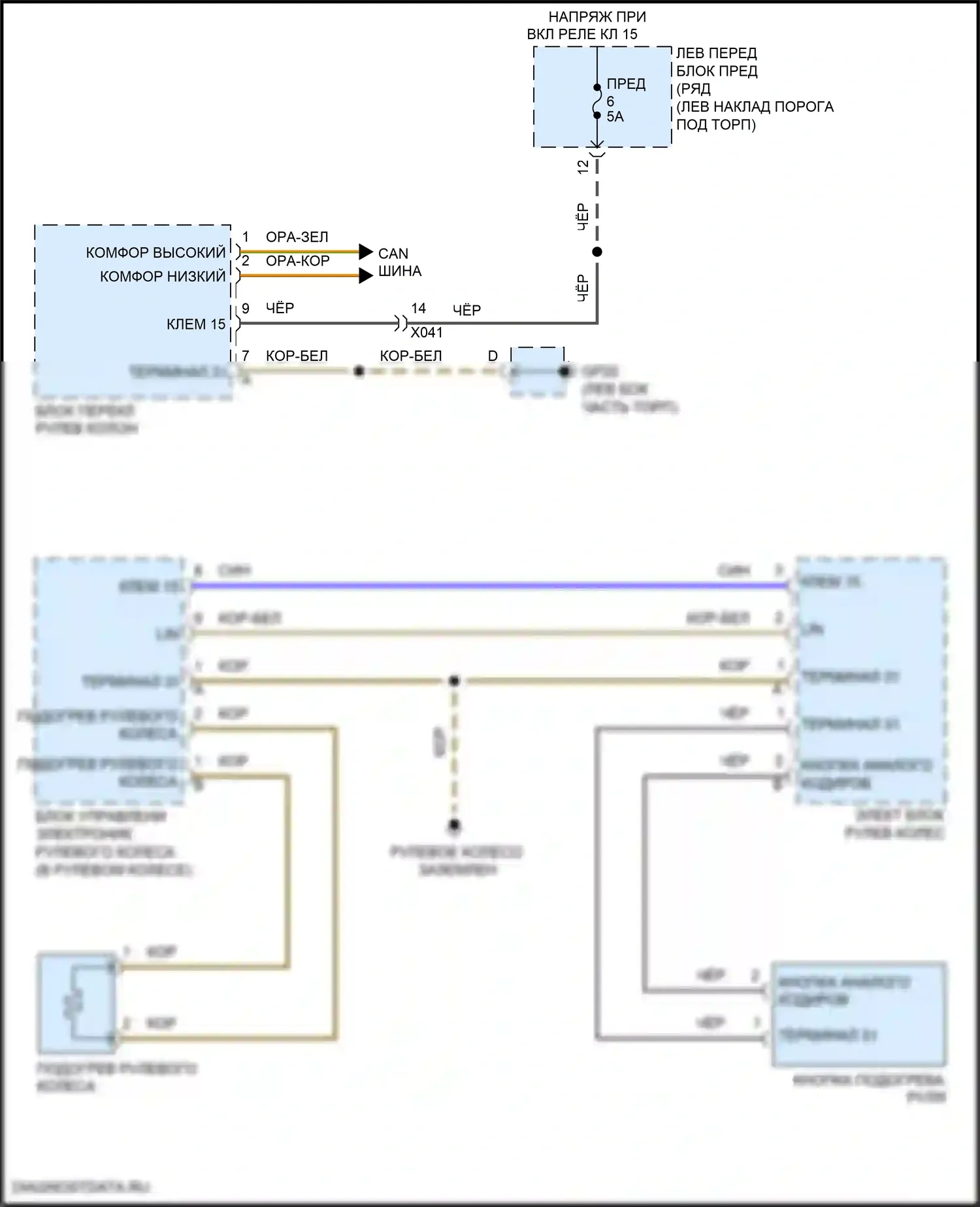 911 Targa 4 Porsche 991 рестайлинг (2015-2019): Электросхема рулевого колеса с подогревом 