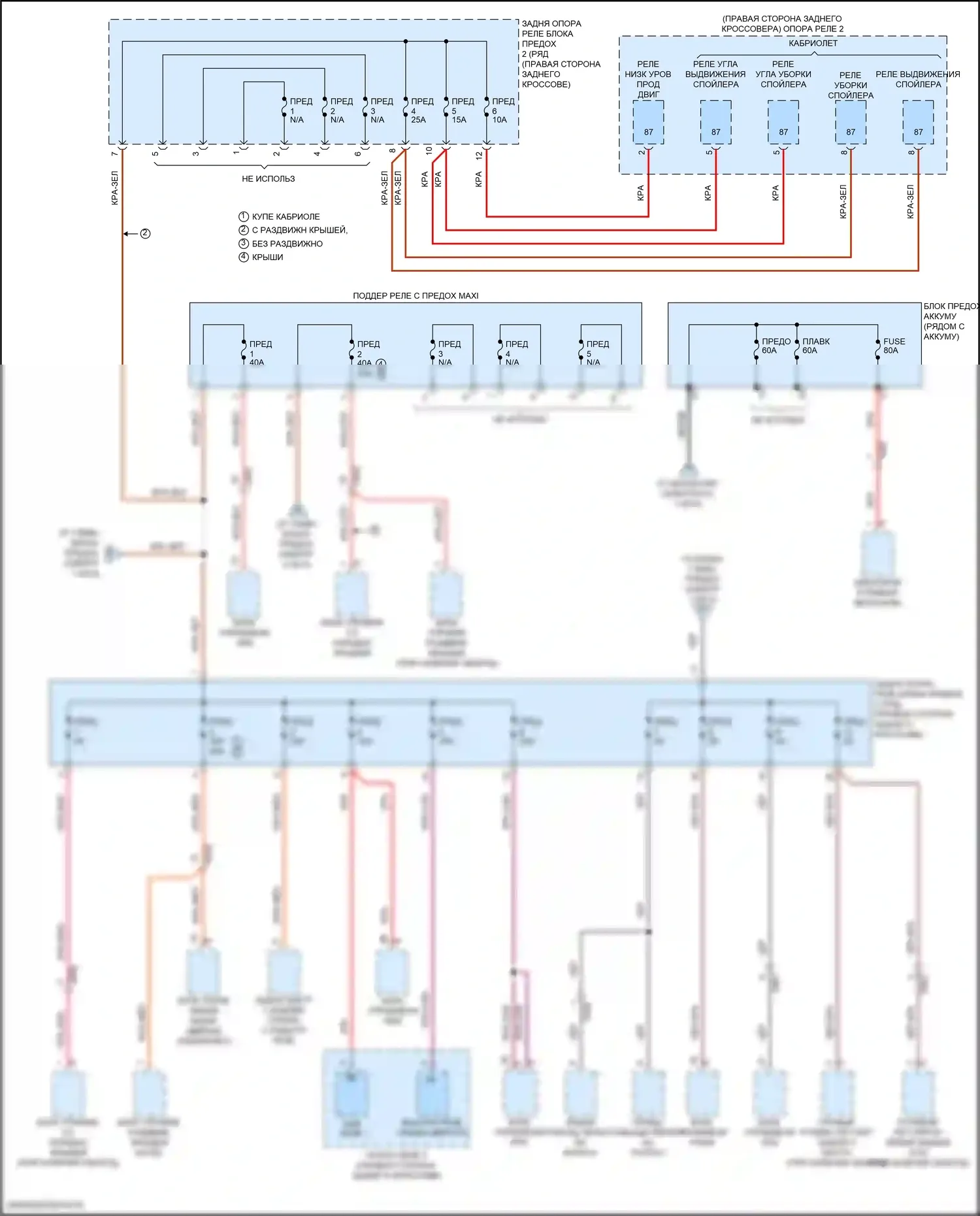 911 Targa 4S Porsche 991 рестайлинг (2015-2019): Электросхема блока предохранителей реле (5 из 5) 
