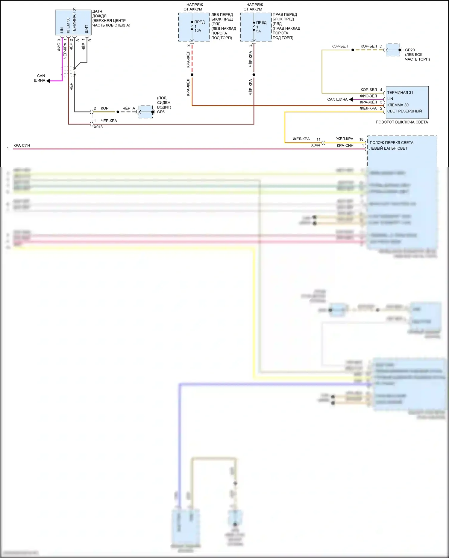 911 Targa 4S Porsche 991 рестайлинг (2015-2019): Электросхема фар, без светодиодных фар (2 из 2) 