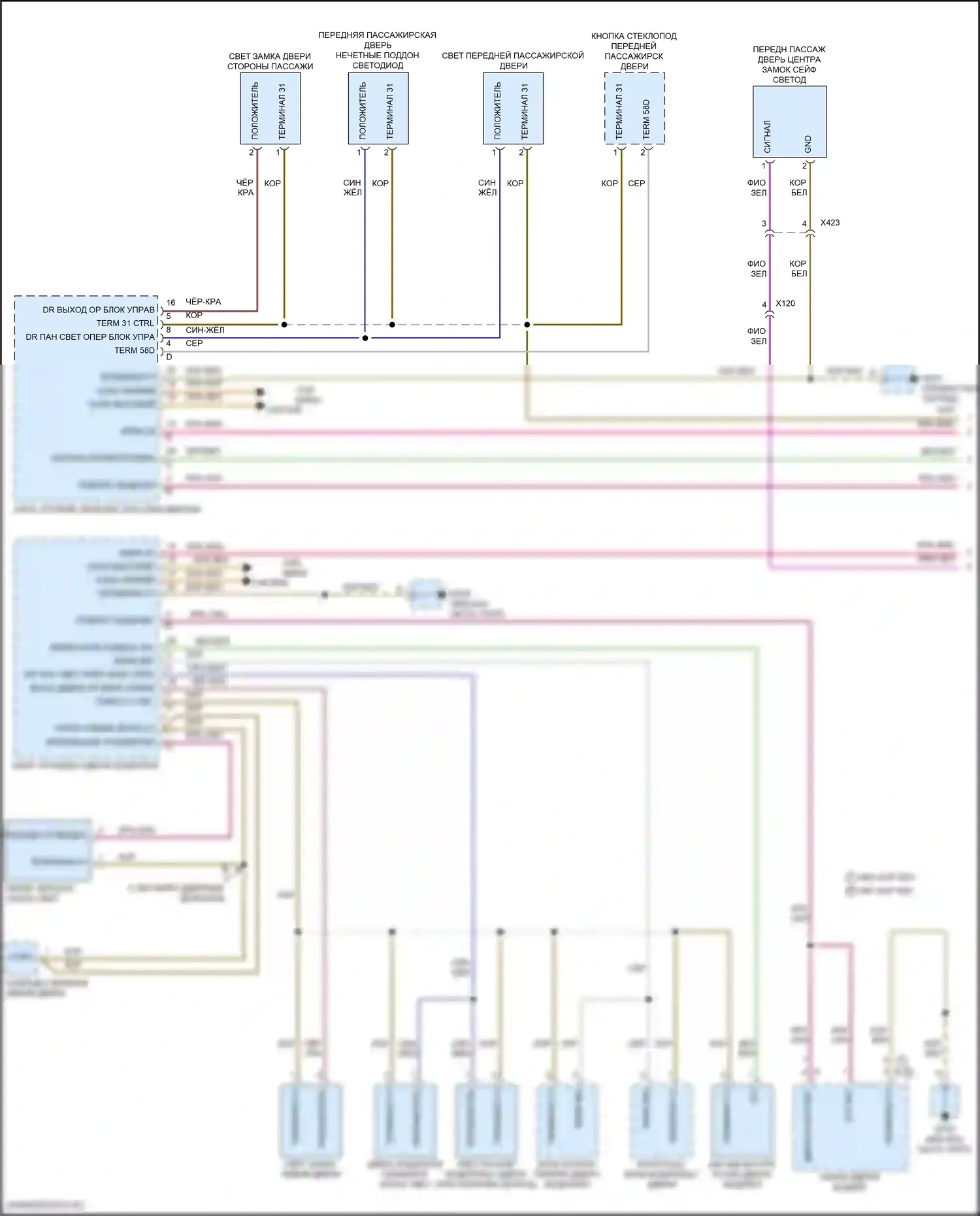 911 Targa 4S Porsche 991 рестайлинг (2015-2019): Электросхема освещения салона (1 из 3) 