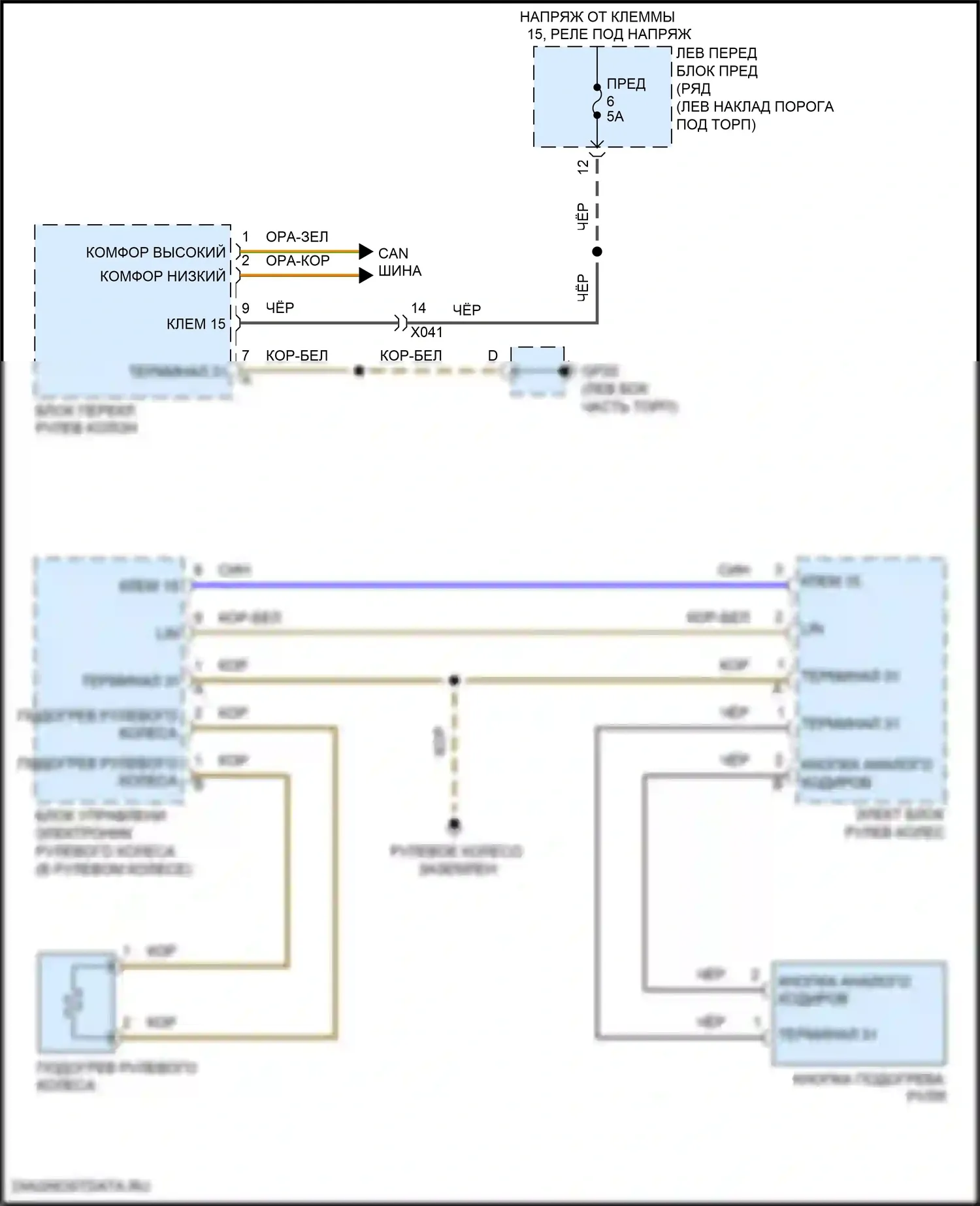 911 Targa 4S Porsche 991 рестайлинг (2015-2019): Электросхема рулевого колеса с подогревом 
