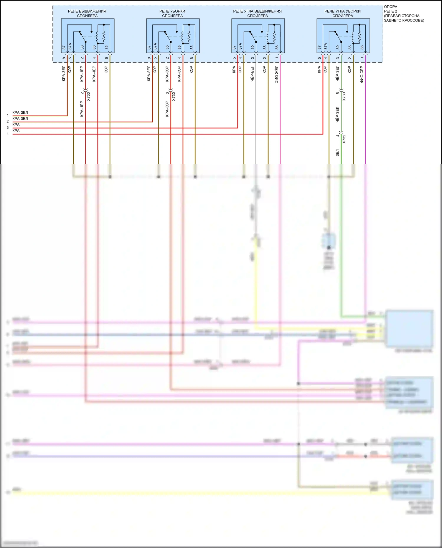 911 Turbo S Porsche 991 рестайлинг (2016-2020): 3,8л турбо, активные управление кузовом и подвеской электросхема соединений (2 из 2) 