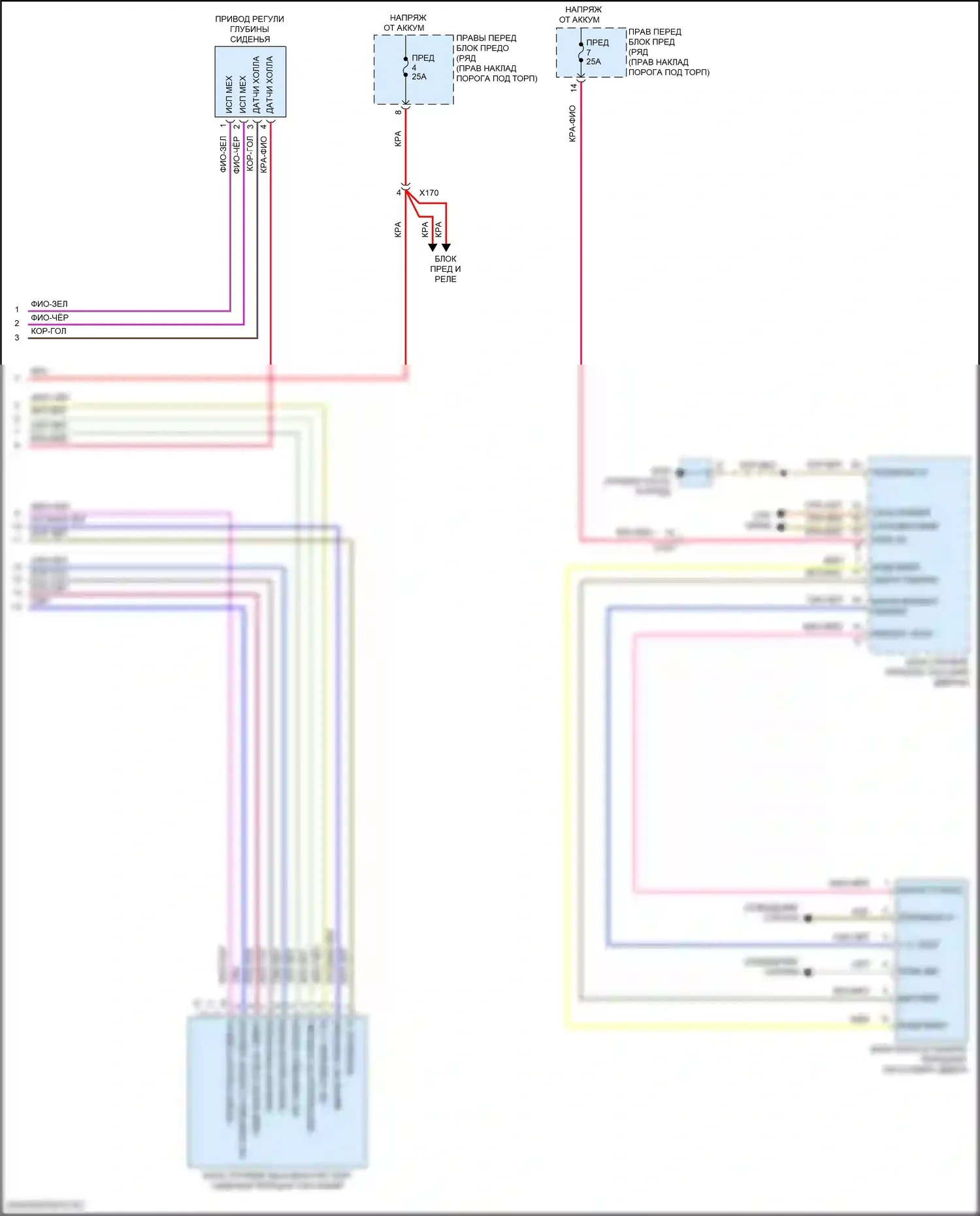 911 Turbo S Porsche 991 рестайлинг (2016-2020): Электросхема сиденья памяти пассажира (2 из 2) 