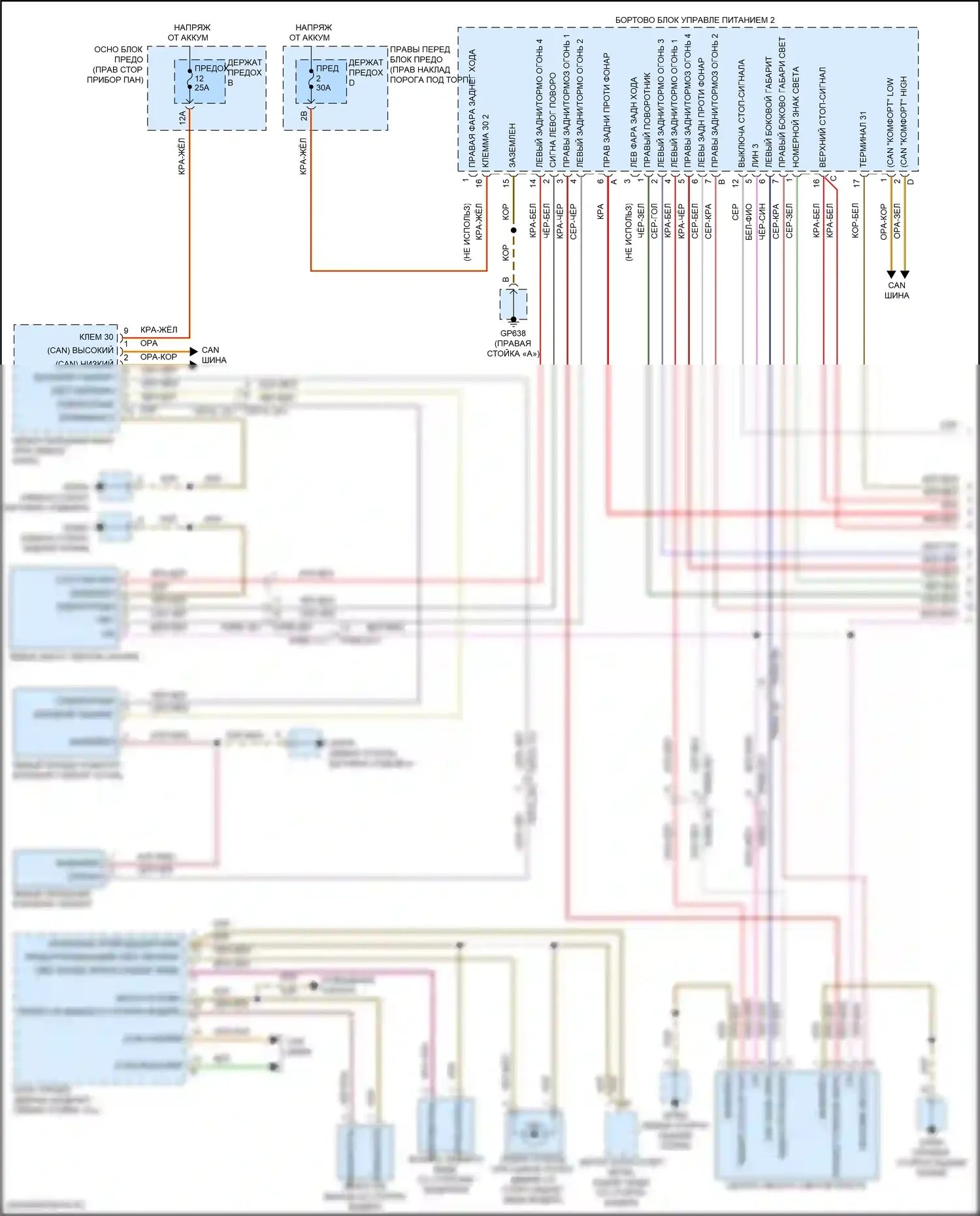 911 Turbo S Porsche 992 (2018-2024): Электросхема фар и фонарей (1 из 2) 
