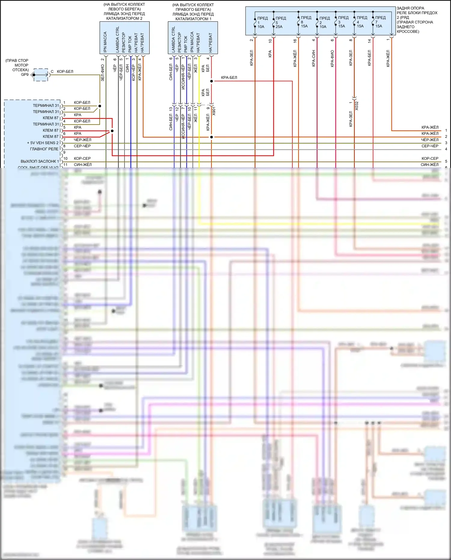 911 Turbo Porsche 991 рестайлинг (2016-2020): Электросхема двигателя 4.0l (1 из 7) 