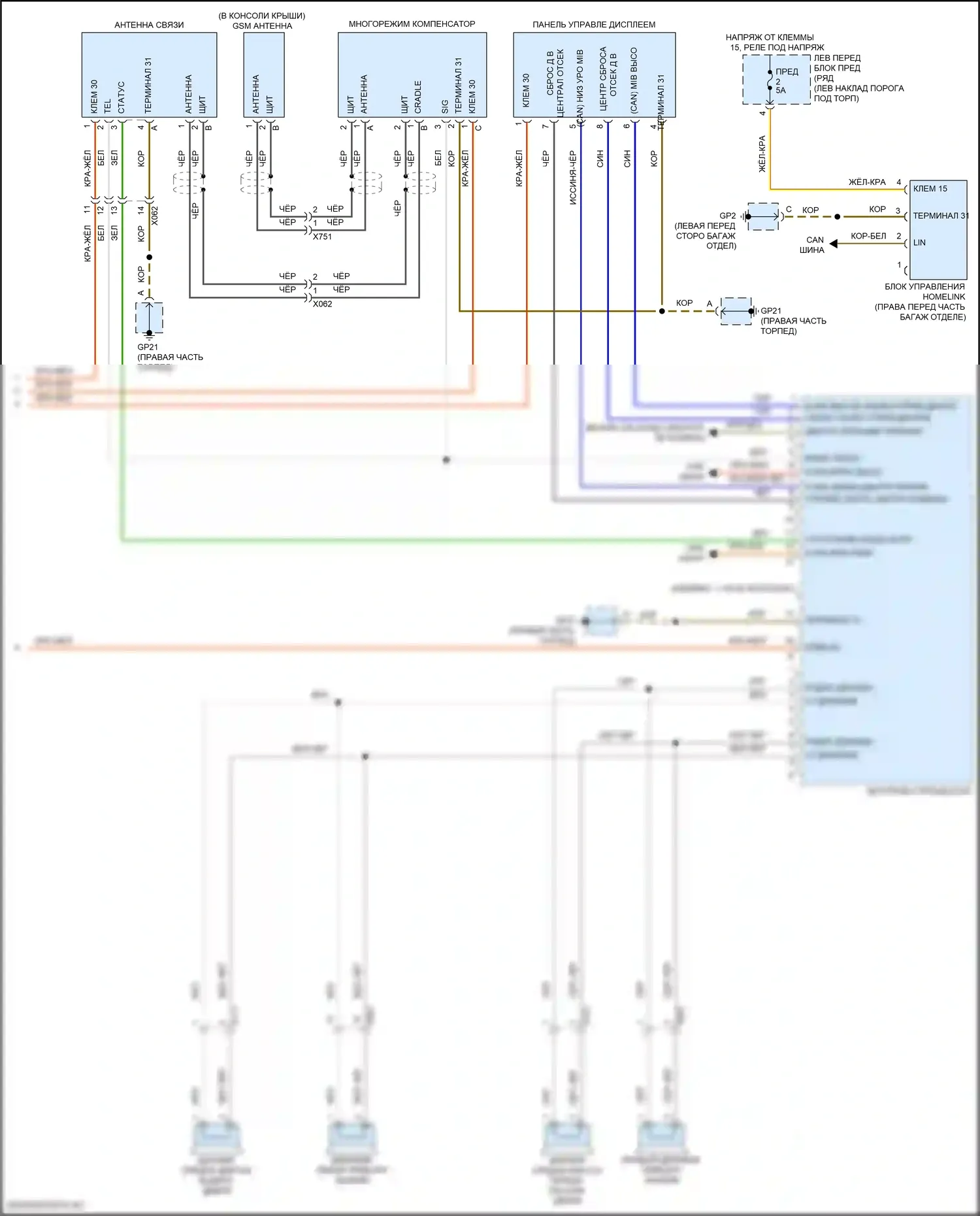911 Turbo Porsche 991 рестайлинг (2016-2020): Электросхема базовой магнитолы, 4 динамика (2 из 2) 