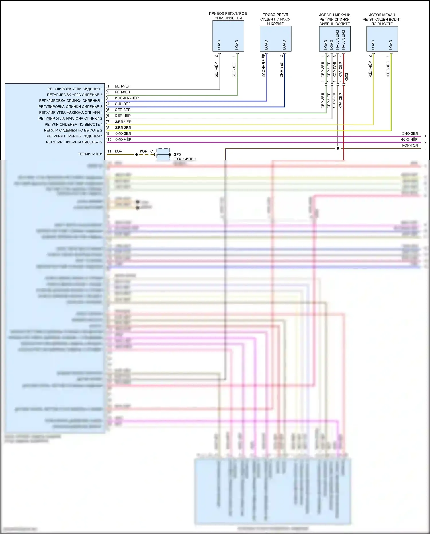 911 Turbo Porsche 991 рестайлинг (2016-2020): Электросхема сиденья памяти водителя (1 из 2) 