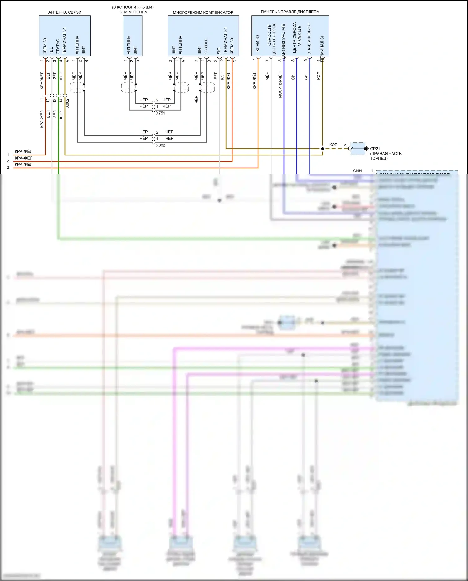 911 Turbo Porsche 991 рестайлинг (2016-2020): Электросхема навигации, базовой с 8 динамиками (3 из 3) 