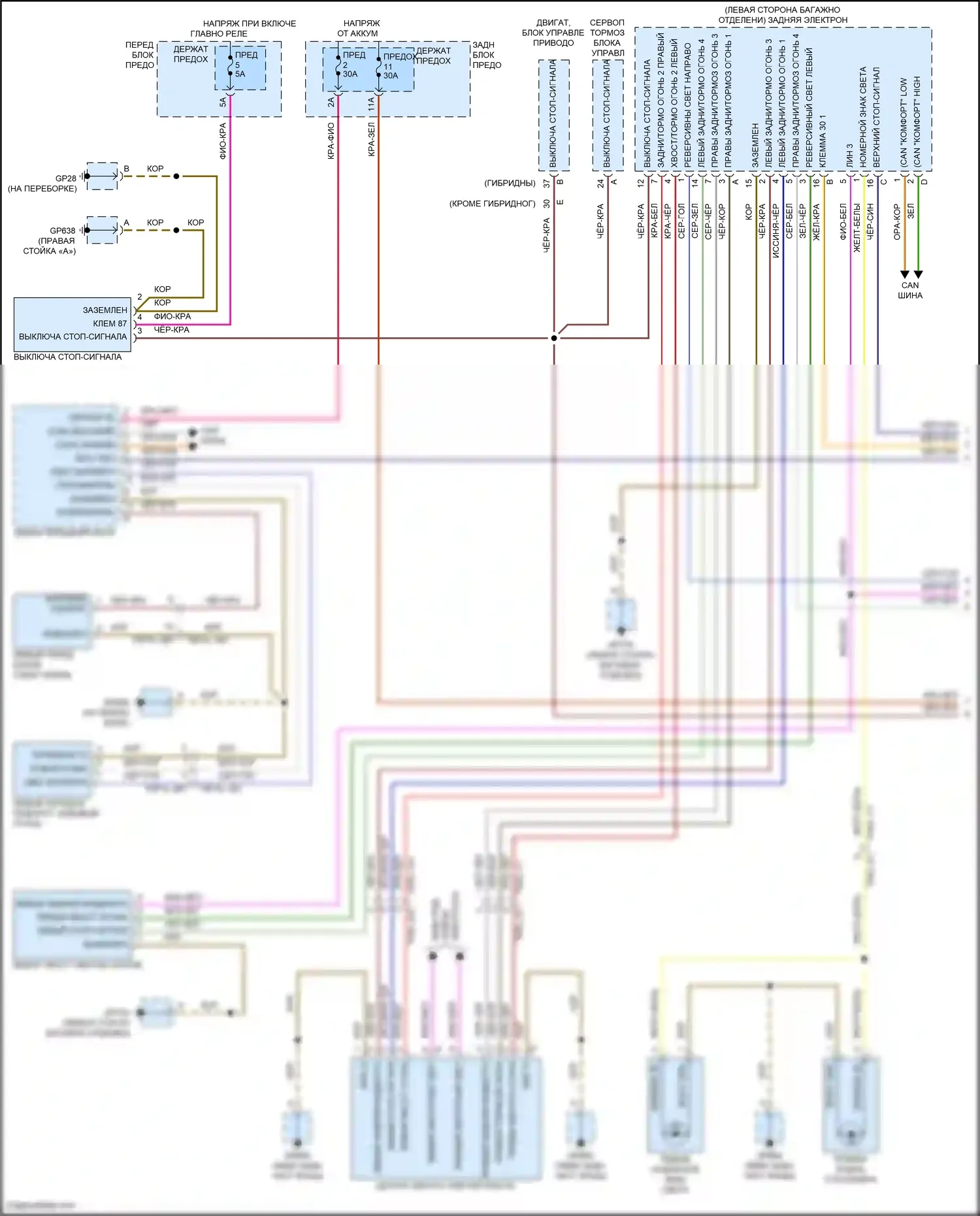 Cayenne Coupe Porsche III рестайлинг (2023-2024): Электросхема фар и фонарей (1 из 2) 
