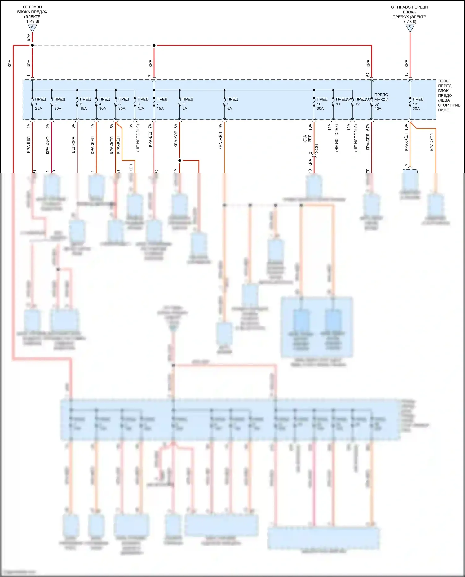 Cayenne GTS Porsche II (2010-2014): Электросхема блока предохранителей реле (4 из 8) 