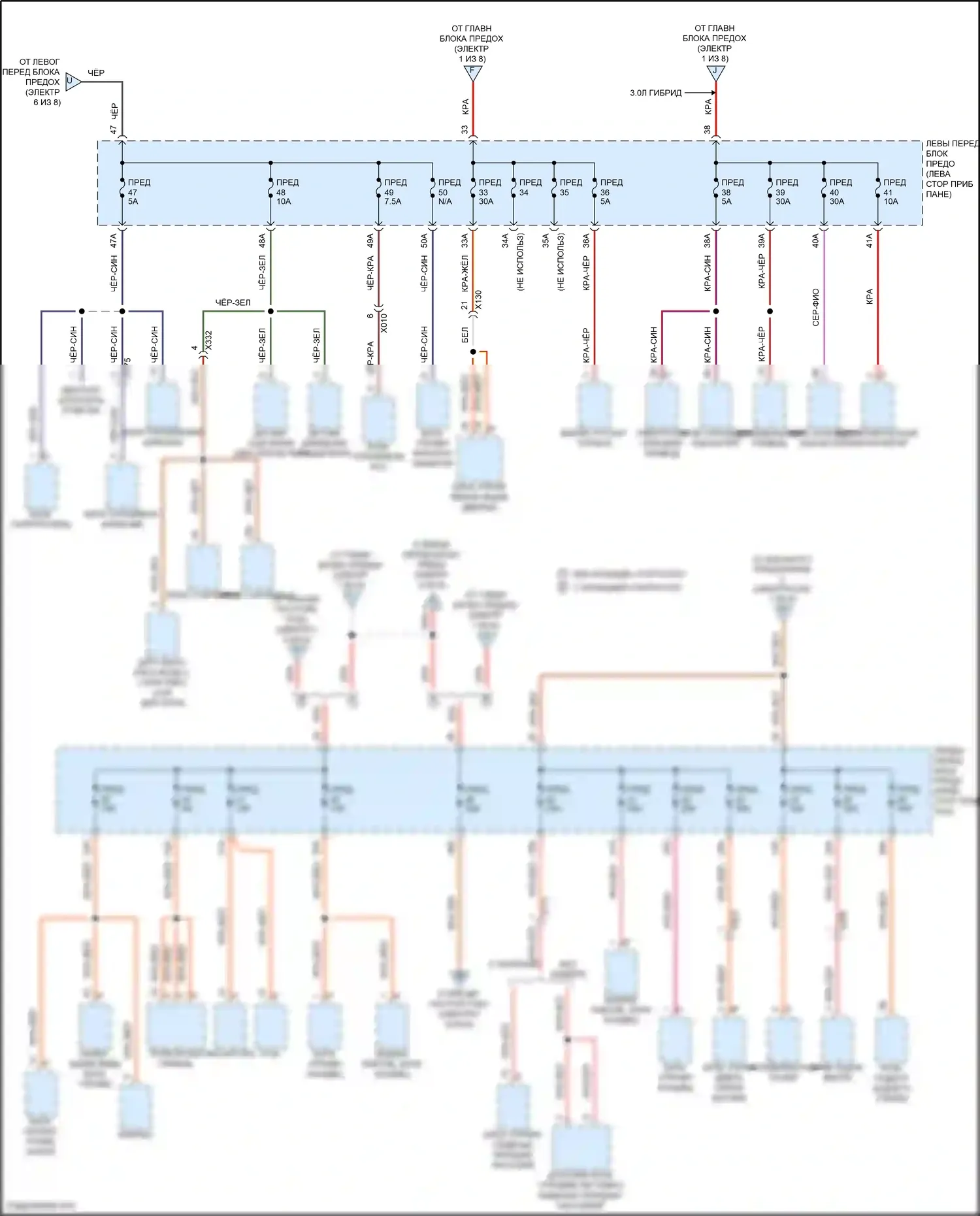 Cayenne GTS Porsche II (2010-2014): Электросхема блока предохранителей реле (7 из 8) 