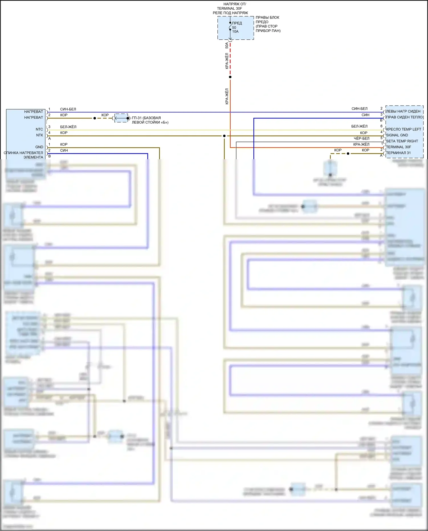 Cayenne GTS Porsche II (2010-2014): Электросхема отопителя заднего сиденья 