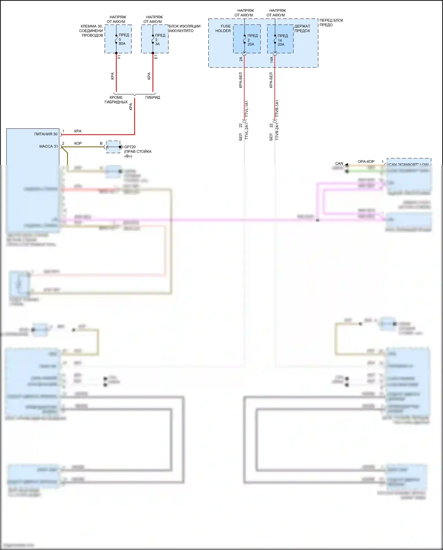 Cayenne S Porsche III рестайлинг (2023-2024): Электросхема обогреваемых зеркал 