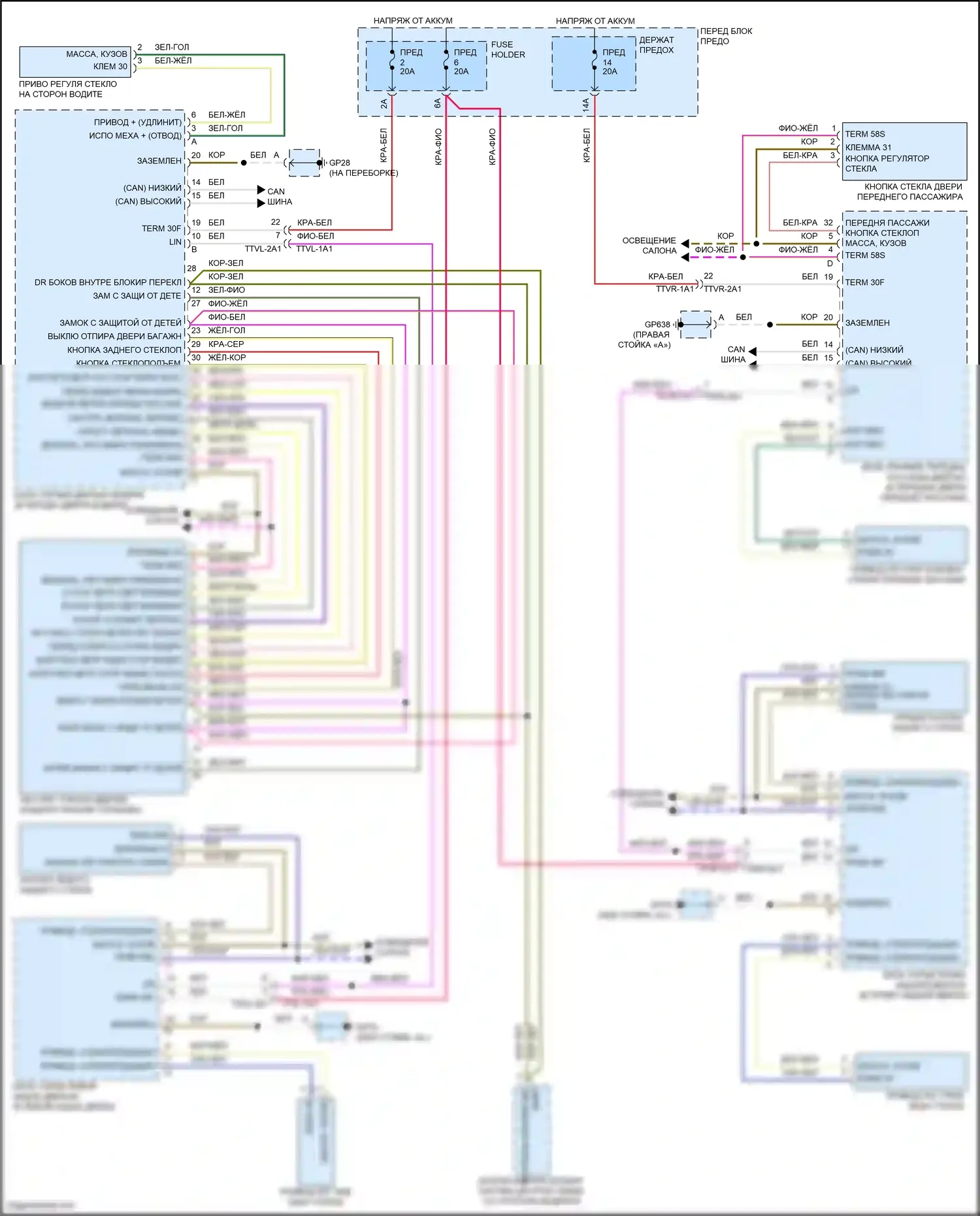 Cayenne S Porsche III рестайлинг (2023-2024): Стеклоподъемники электросхема 
