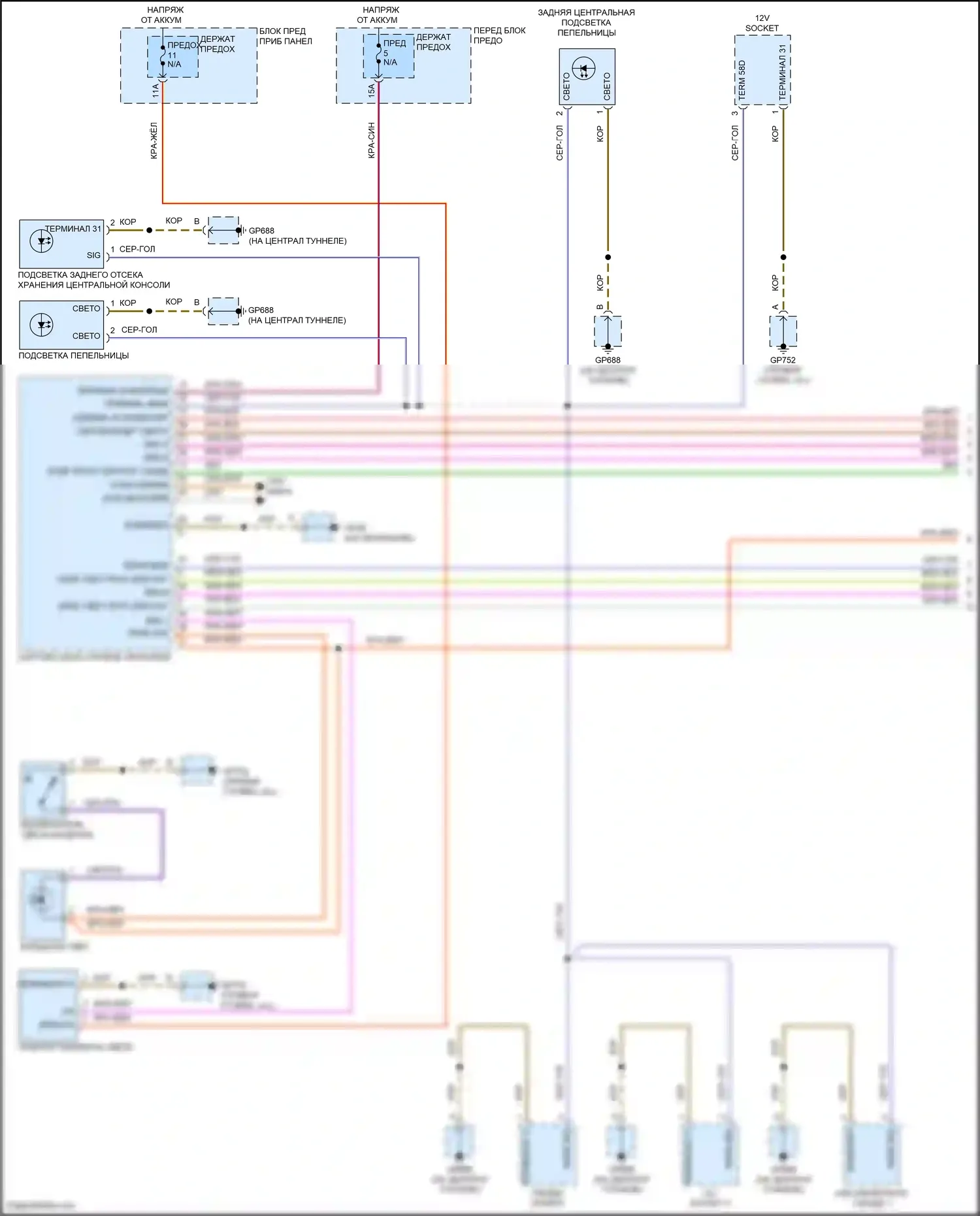 Cayenne S Porsche III (2017-2023): Электросхема освещения салона (1 из 8) 