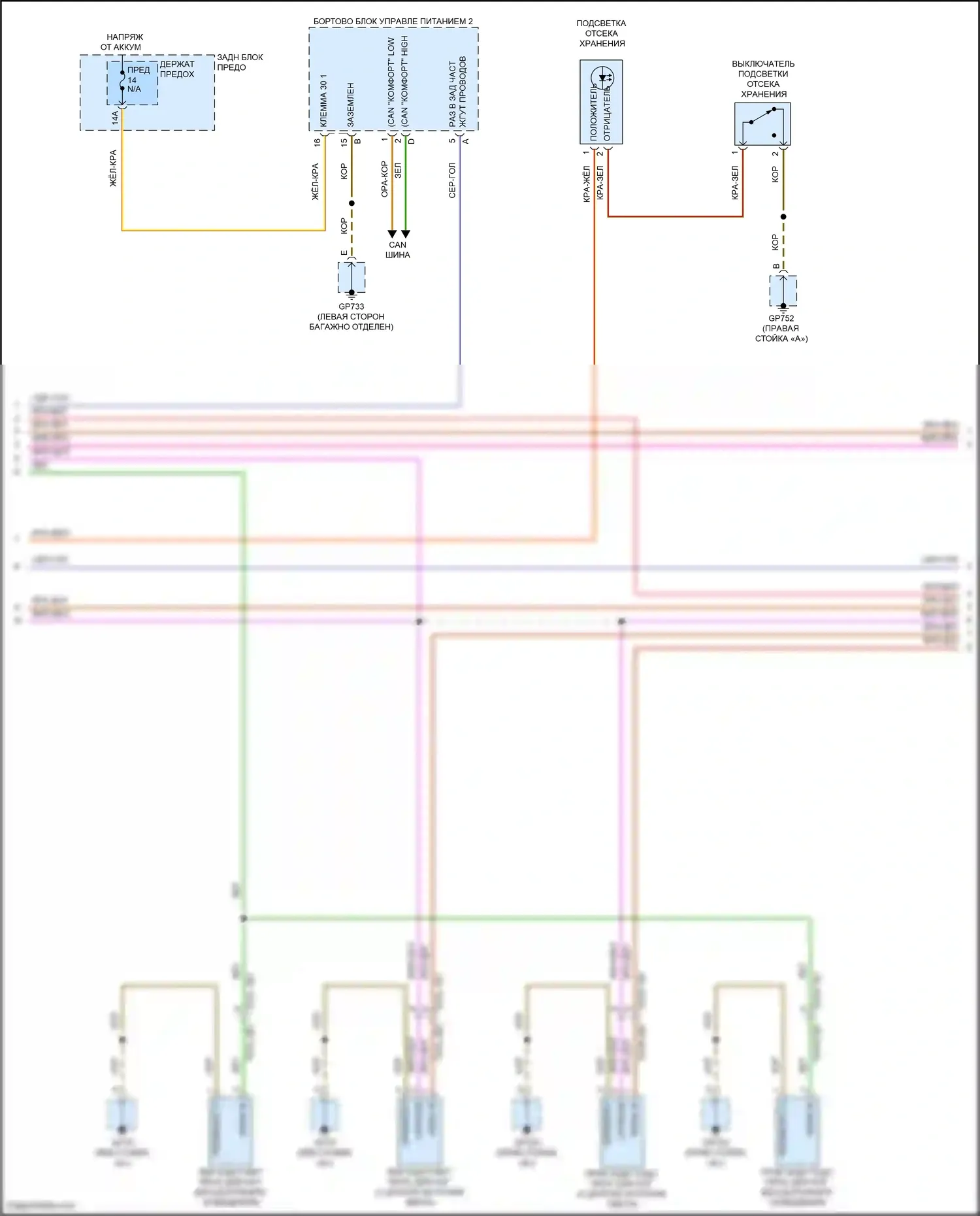 Cayenne S Porsche III (2017-2023): Электросхема освещения салона (3 из 8) 