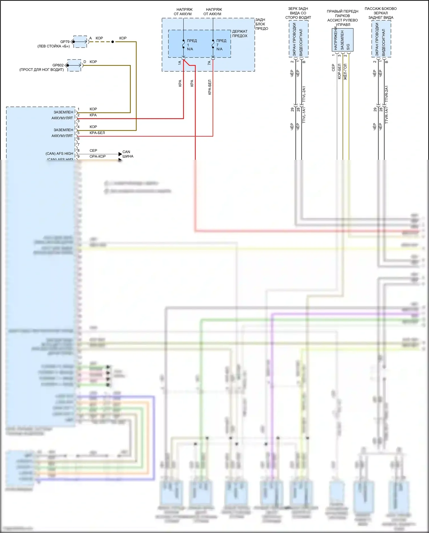 Cayenne S Porsche III (2017-2023): Электросхема парктроника (1 из 2) 